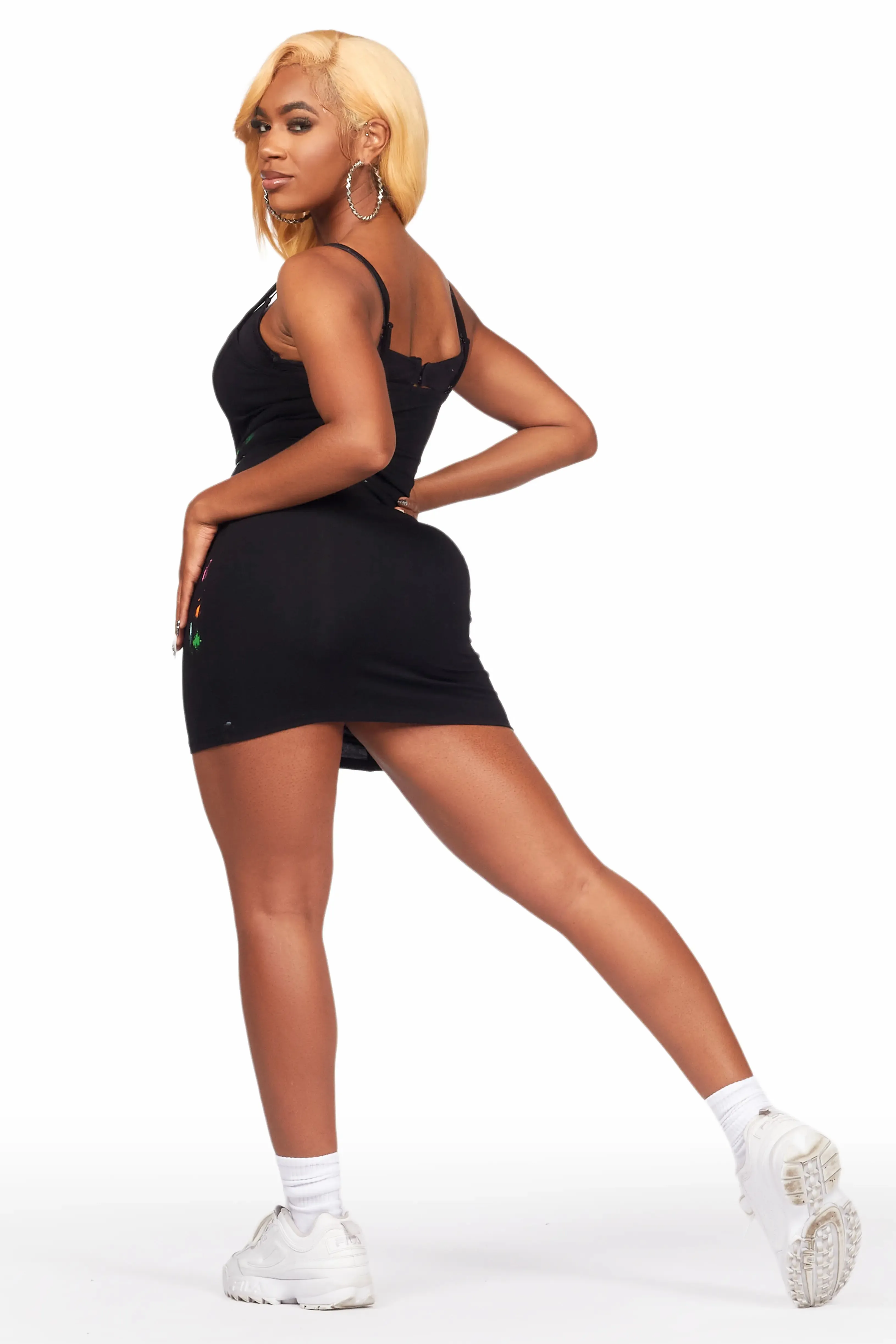 Sherena Black Painted Mini Dress sold by Rockstar Original product image thumbnail 4
