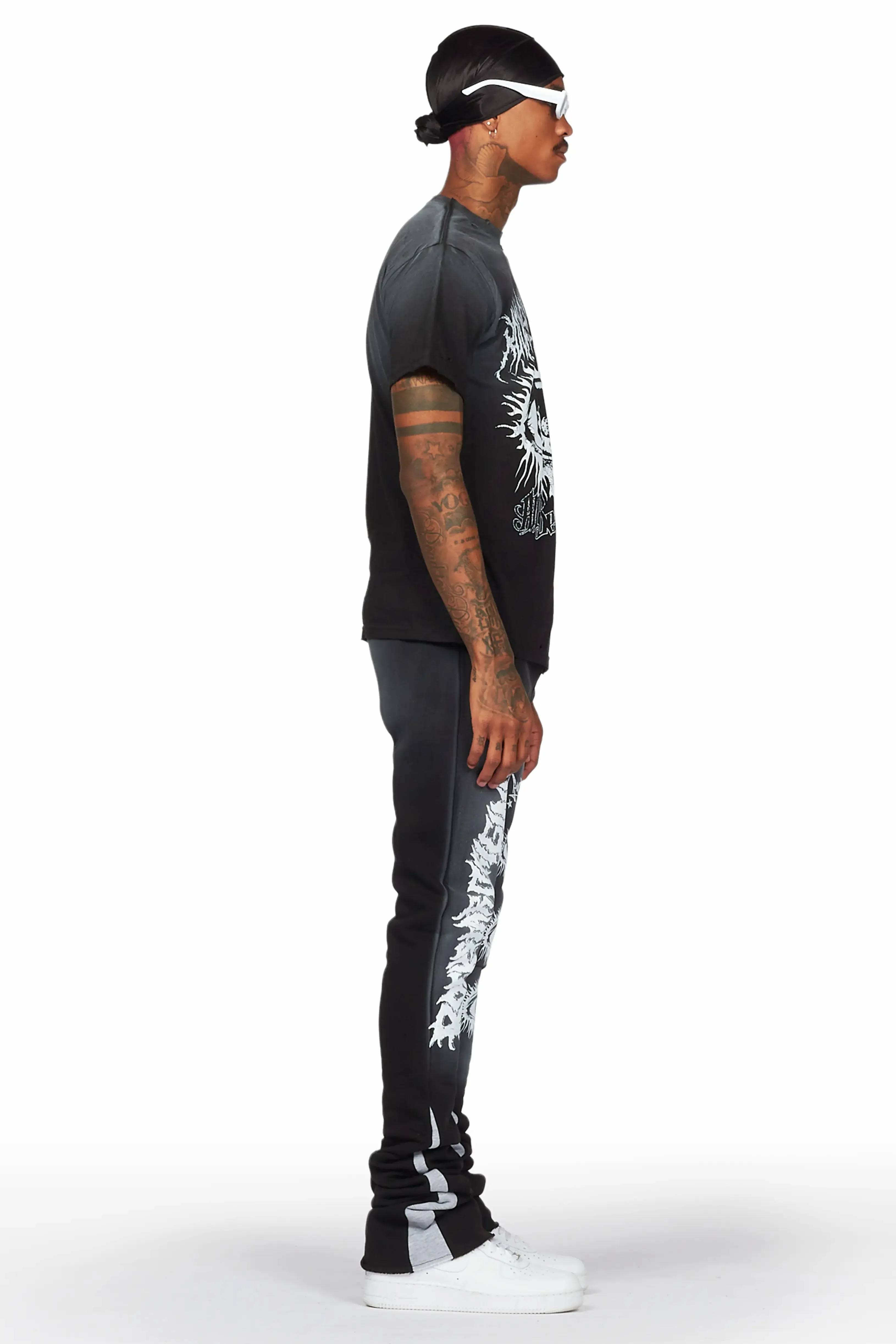 All Seeing Eyes Black T-Shirt/Super Stacked Flare Pant Set sold by Rockstar Original product image thumbnail 4
