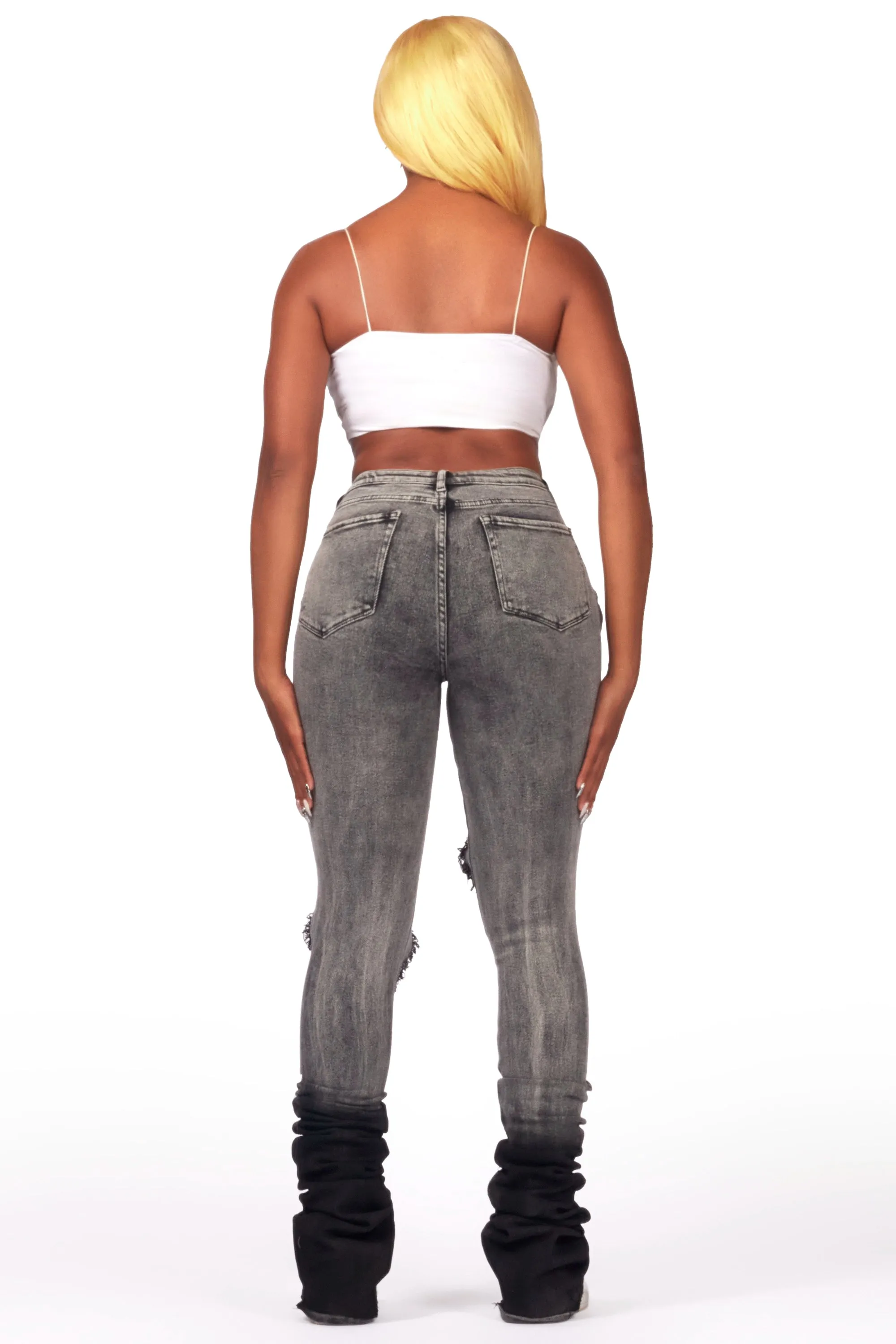 Shyanna Black Wash Distressed Super Stacked Jean sold by Rockstar Original product image thumbnail 5
