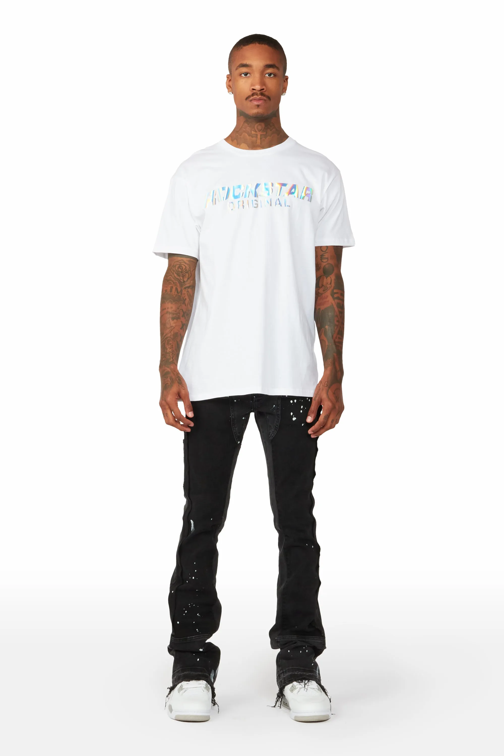 Carson Black Stacked Flare Jean sold by Rockstar Original product image thumbnail 3