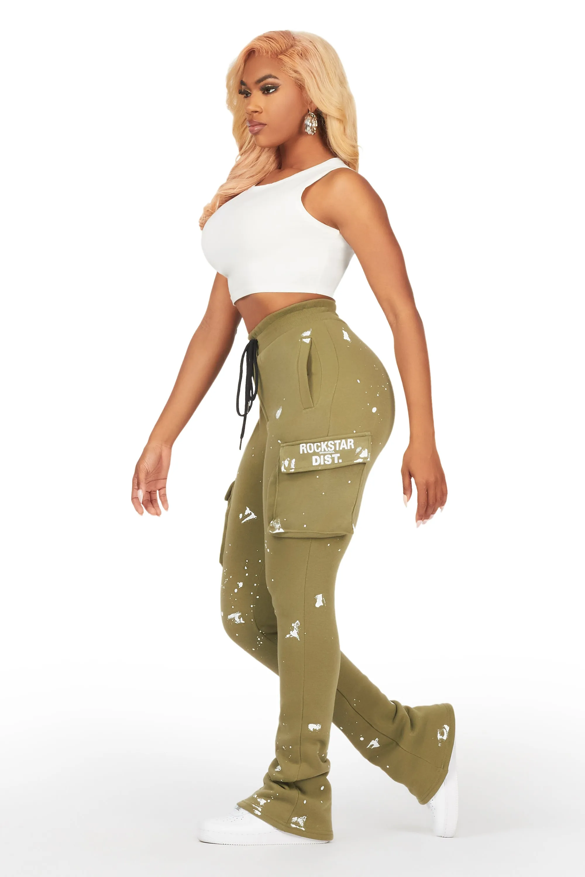 Antonia Olive Cargo Stacked Track Pant sold by Rockstar Original product image thumbnail 3