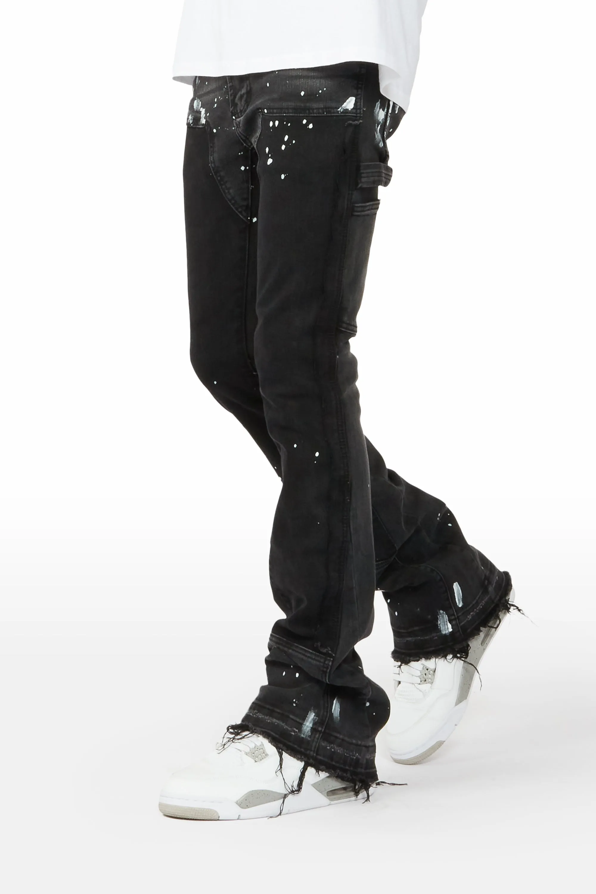 Carson Black Stacked Flare Jean sold by Rockstar Original