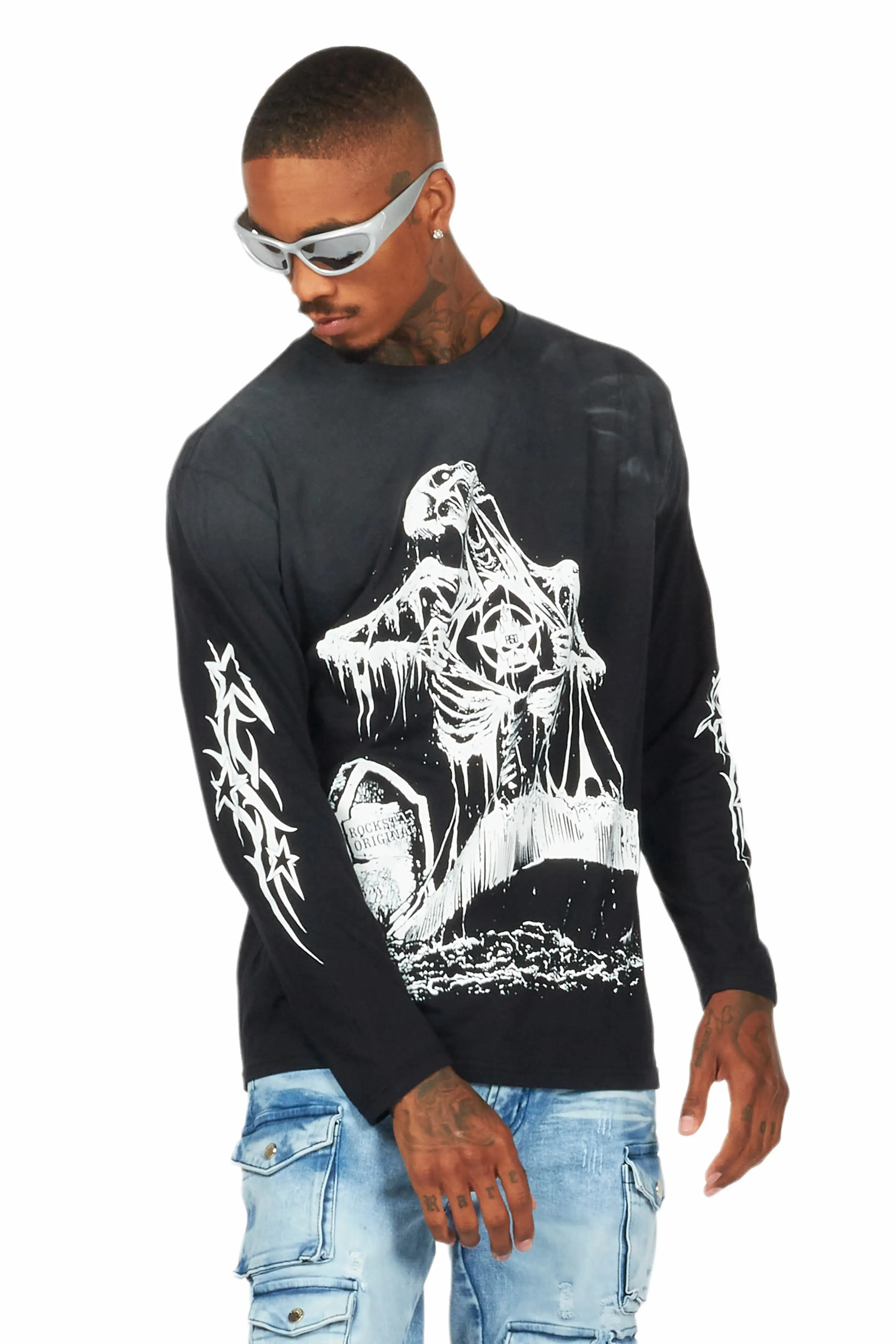Brookwood Black Long Sleeve Graphic T-Shirt sold by Rockstar Original product image thumbnail 4