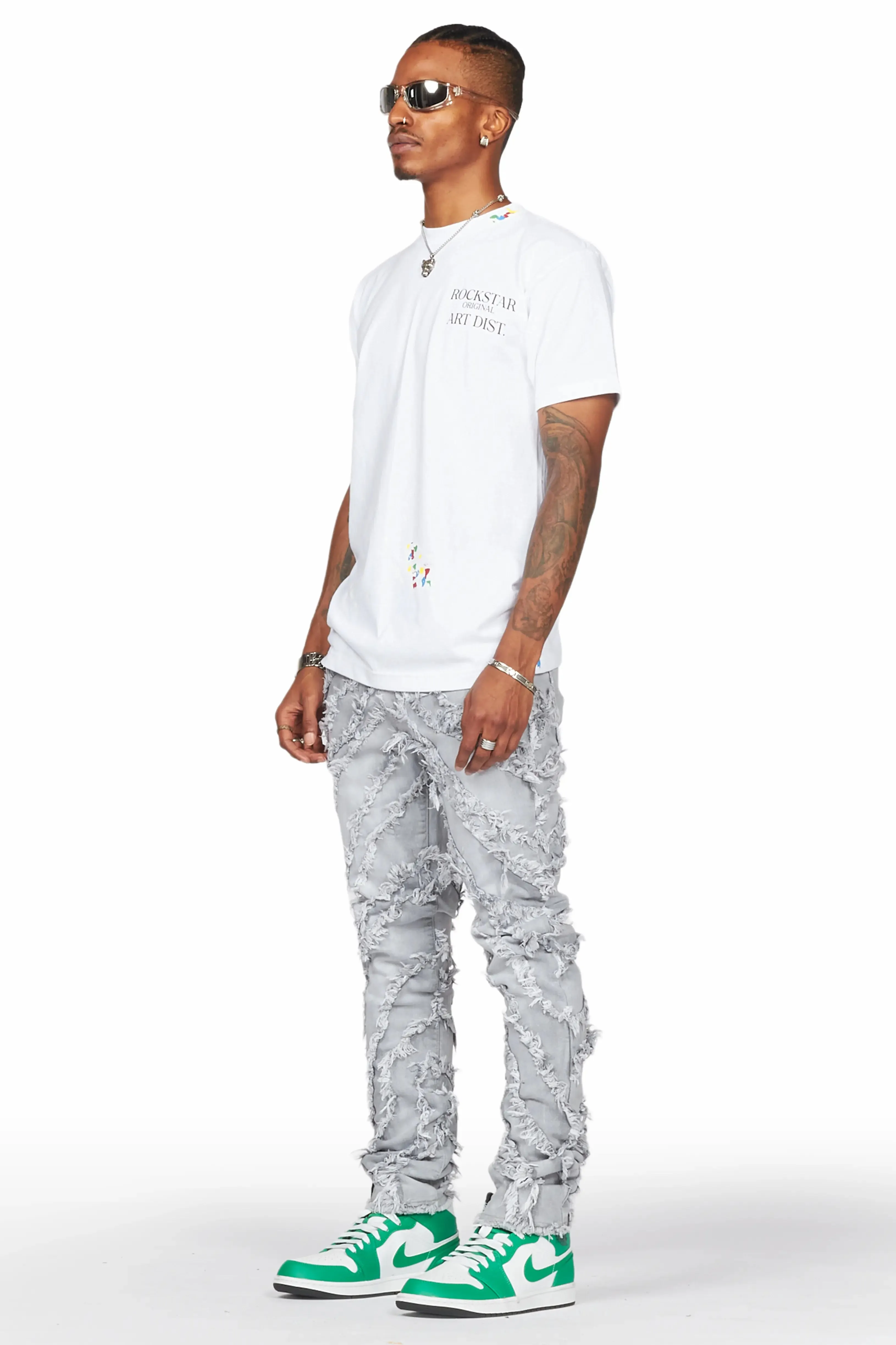 Cadiz Grey Diagonal Patch Skinny Fit Jean sold by Rockstar Original product image thumbnail 4