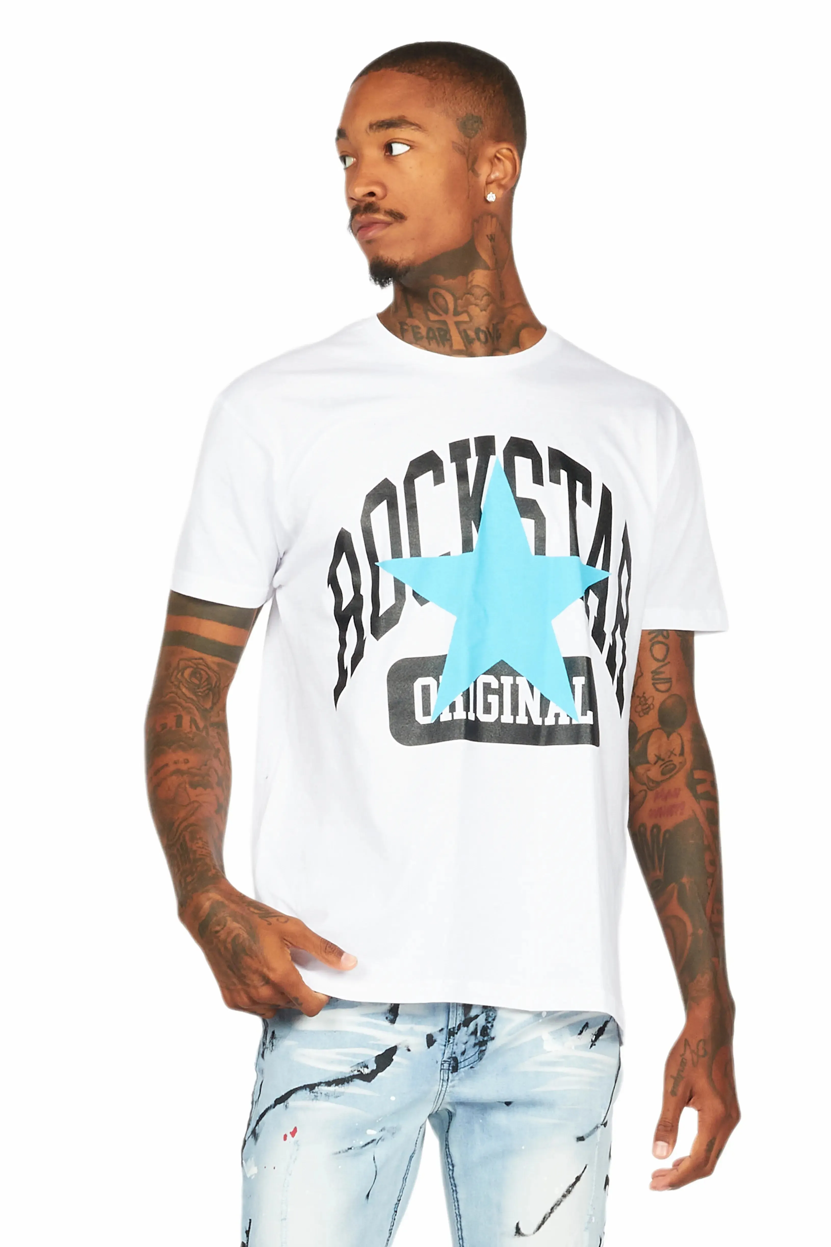Dash White/Blue Graphic T-Shirt sold by Rockstar Original product image thumbnail 2