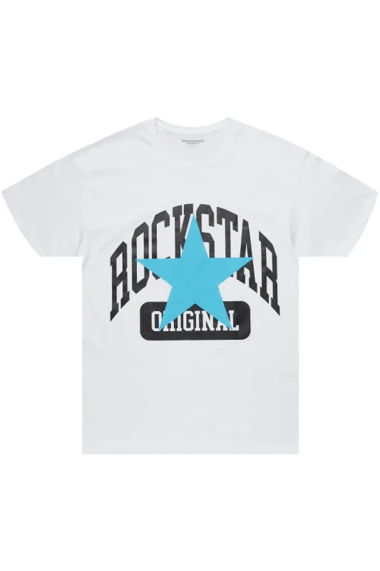 Dash White/Blue Graphic T-Shirt made by Rockstar Original