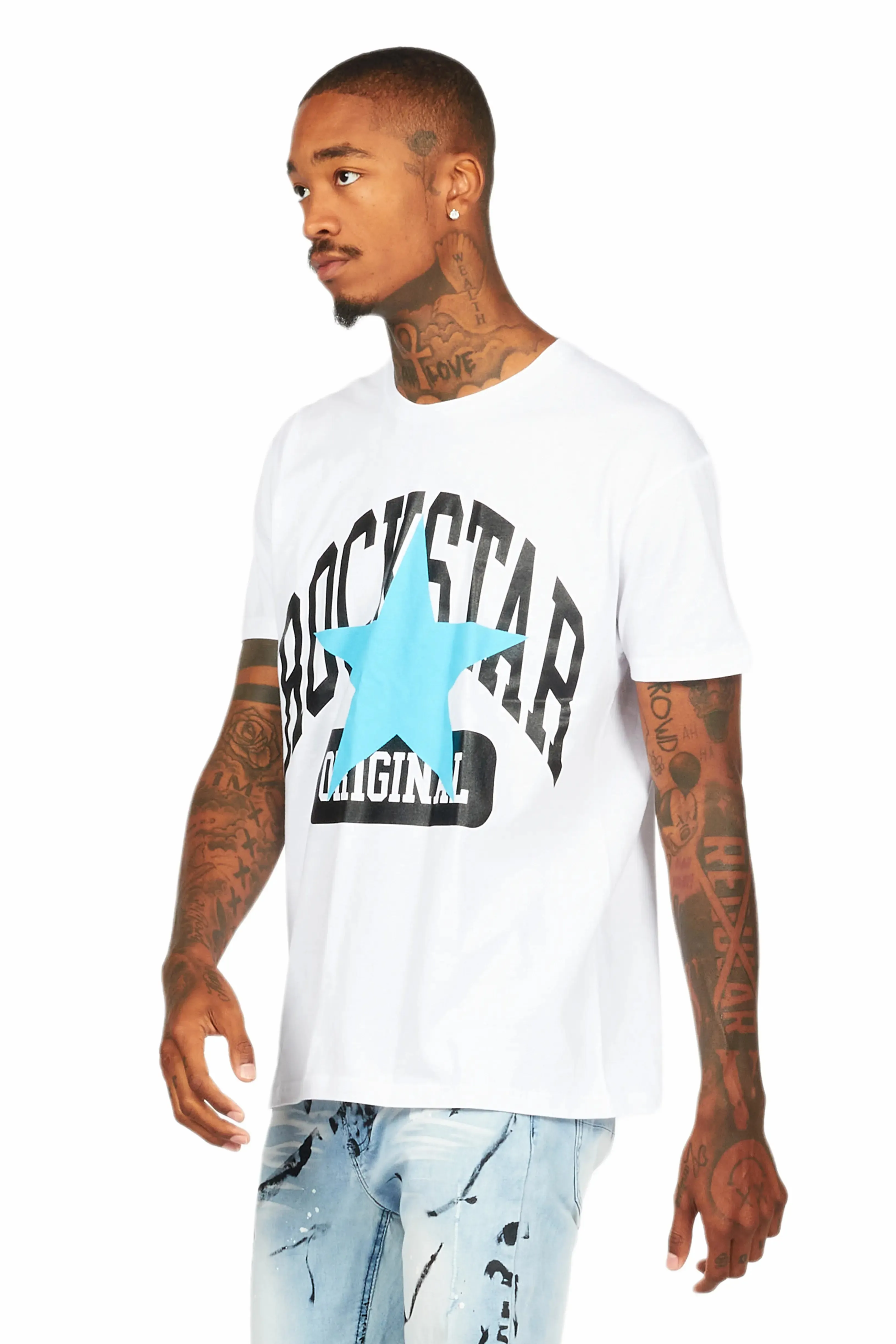 Dash White/Blue Graphic T-Shirt sold by Rockstar Original product image thumbnail 5