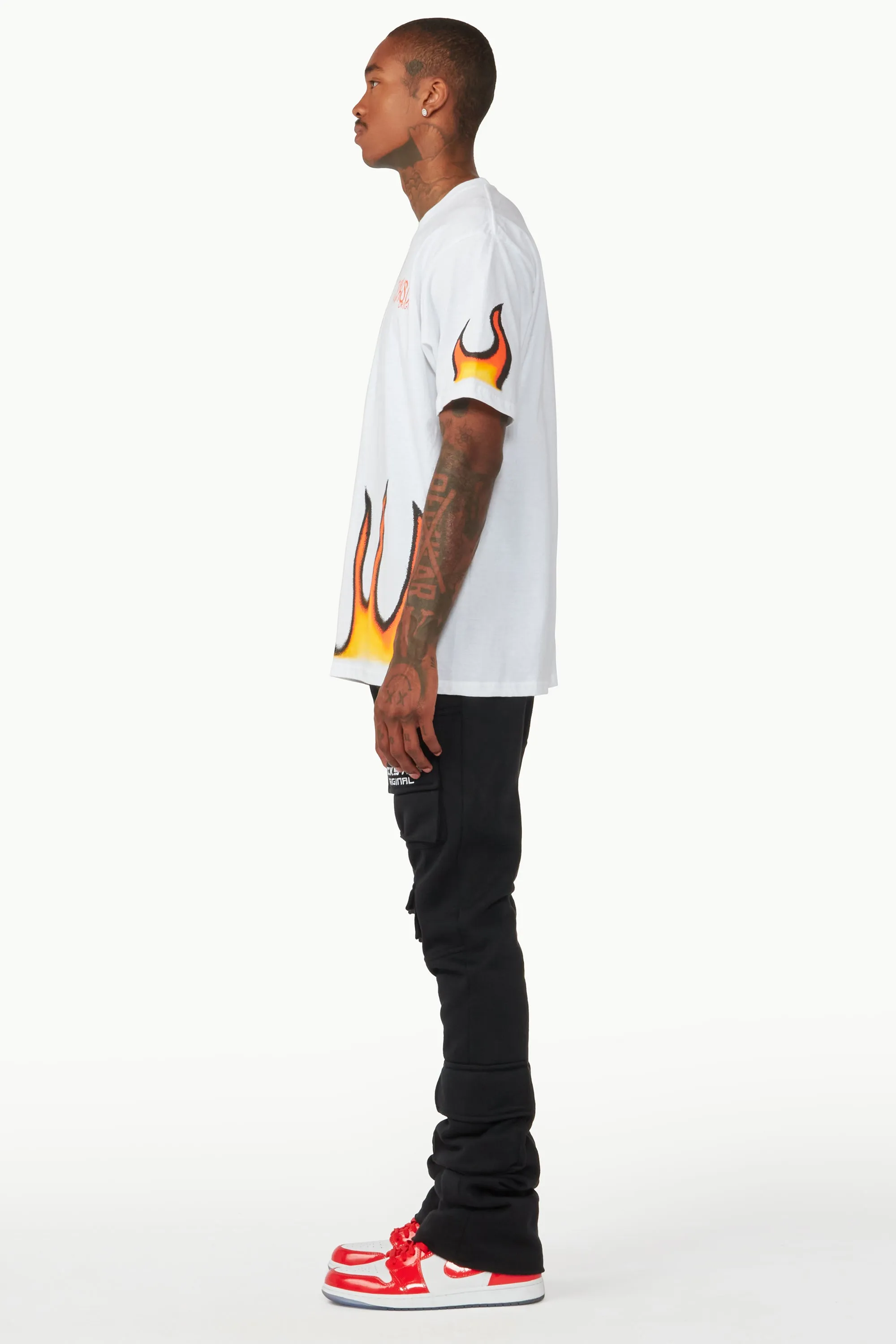 Connor Black Stacked Flare Track Pant sold by Rockstar Original product image thumbnail 5