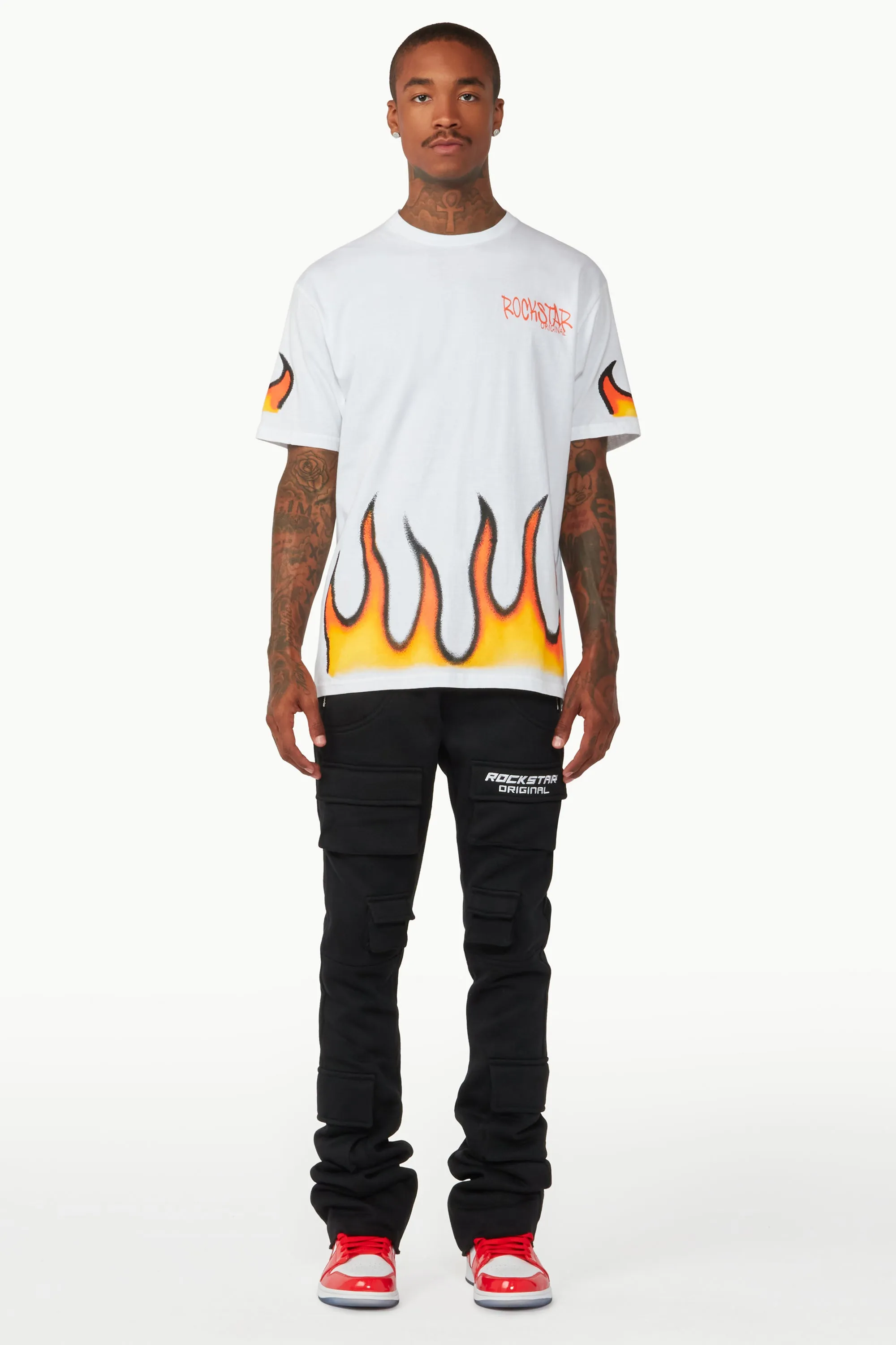 Connor Black Stacked Flare Track Pant sold by Rockstar Original product image thumbnail 2