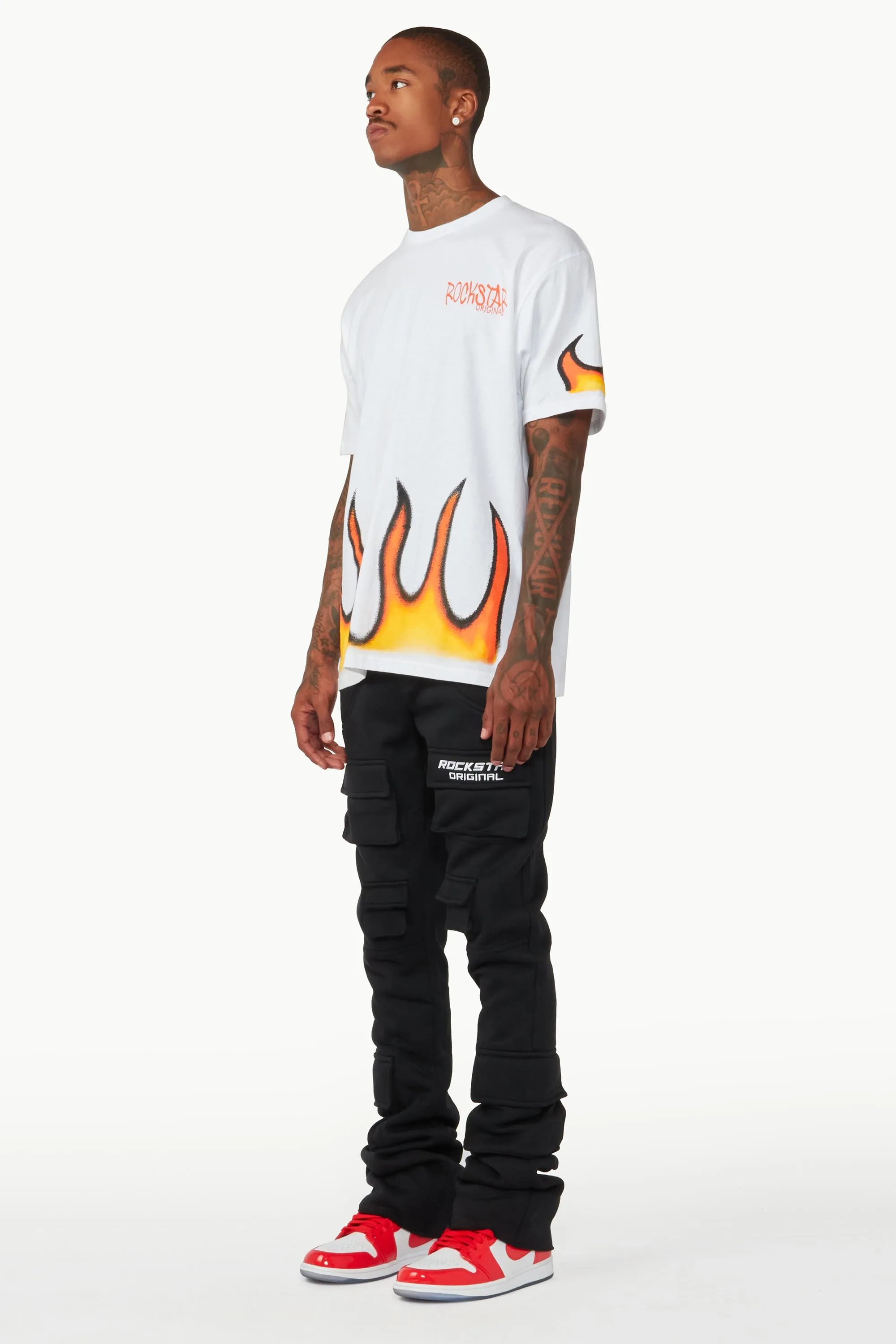 Connor Black Stacked Flare Track Pant sold by Rockstar Original product image thumbnail 3