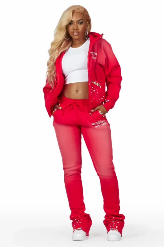 Tanazia Red Zip Up Super Stacked Trackset sold by Rockstar Original