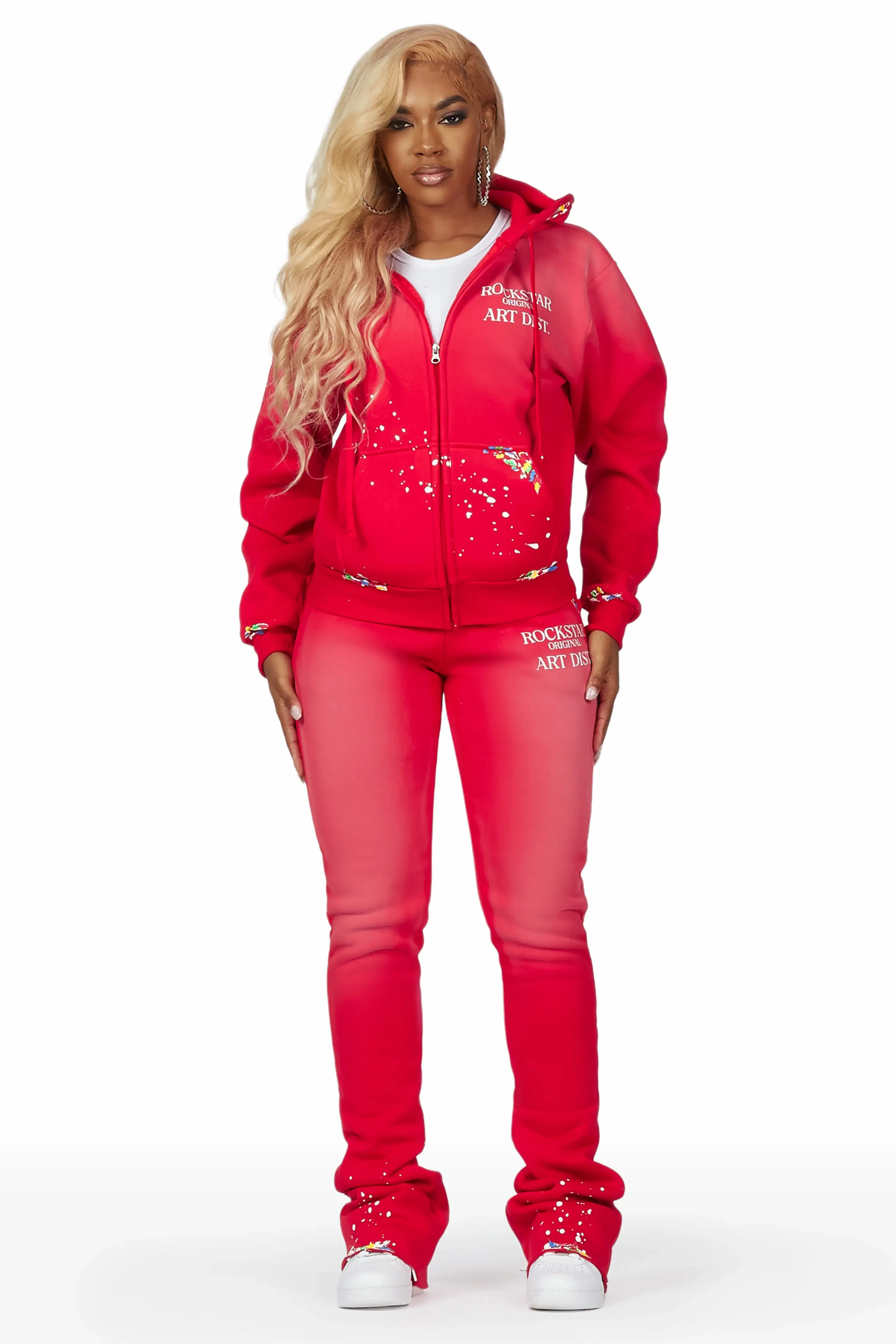 Tanazia Red Zip Up Super Stacked Trackset sold by Rockstar Original product image thumbnail 2