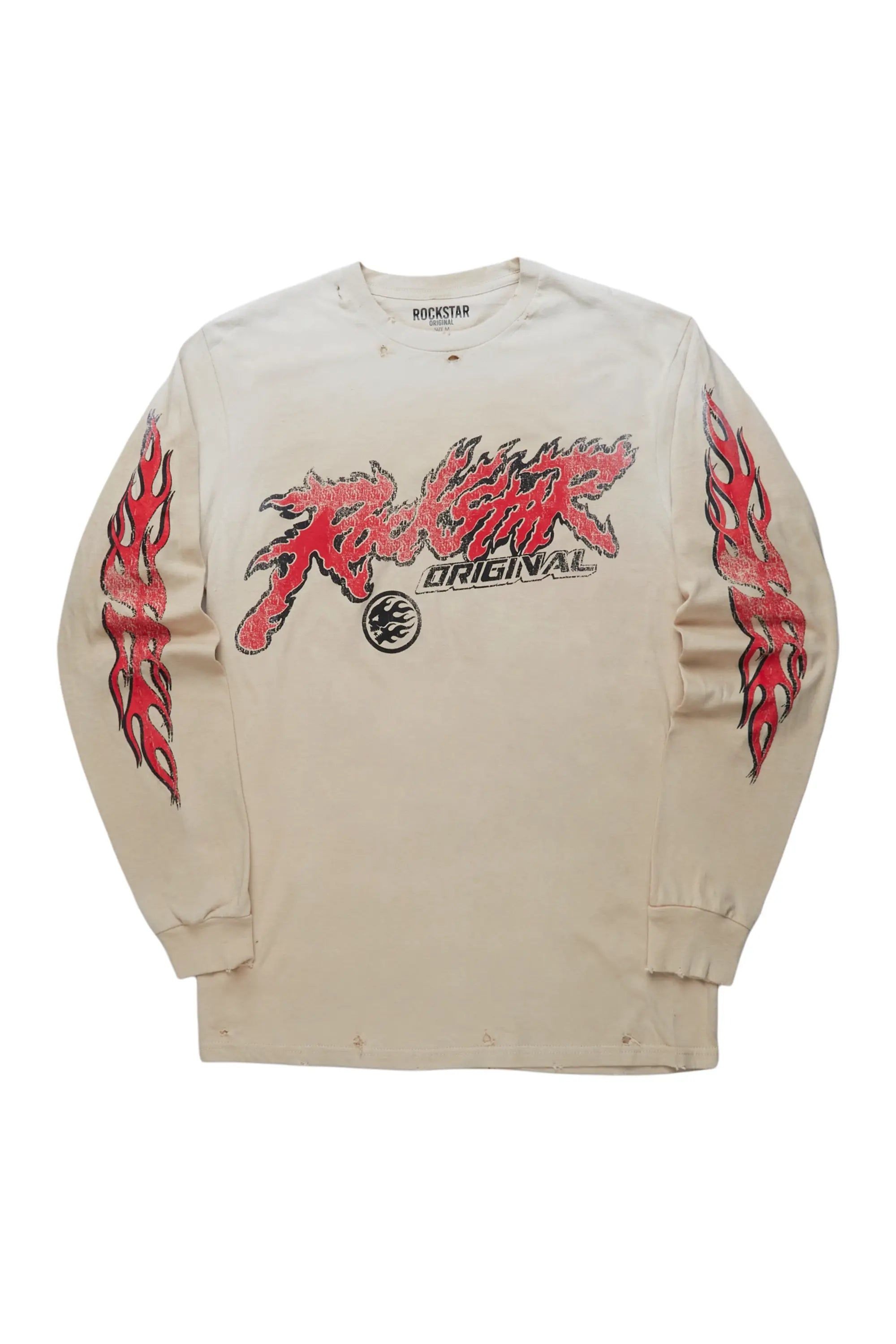 Yash Beige Long Sleeve Graphic T-Shirt sold by Rockstar Original