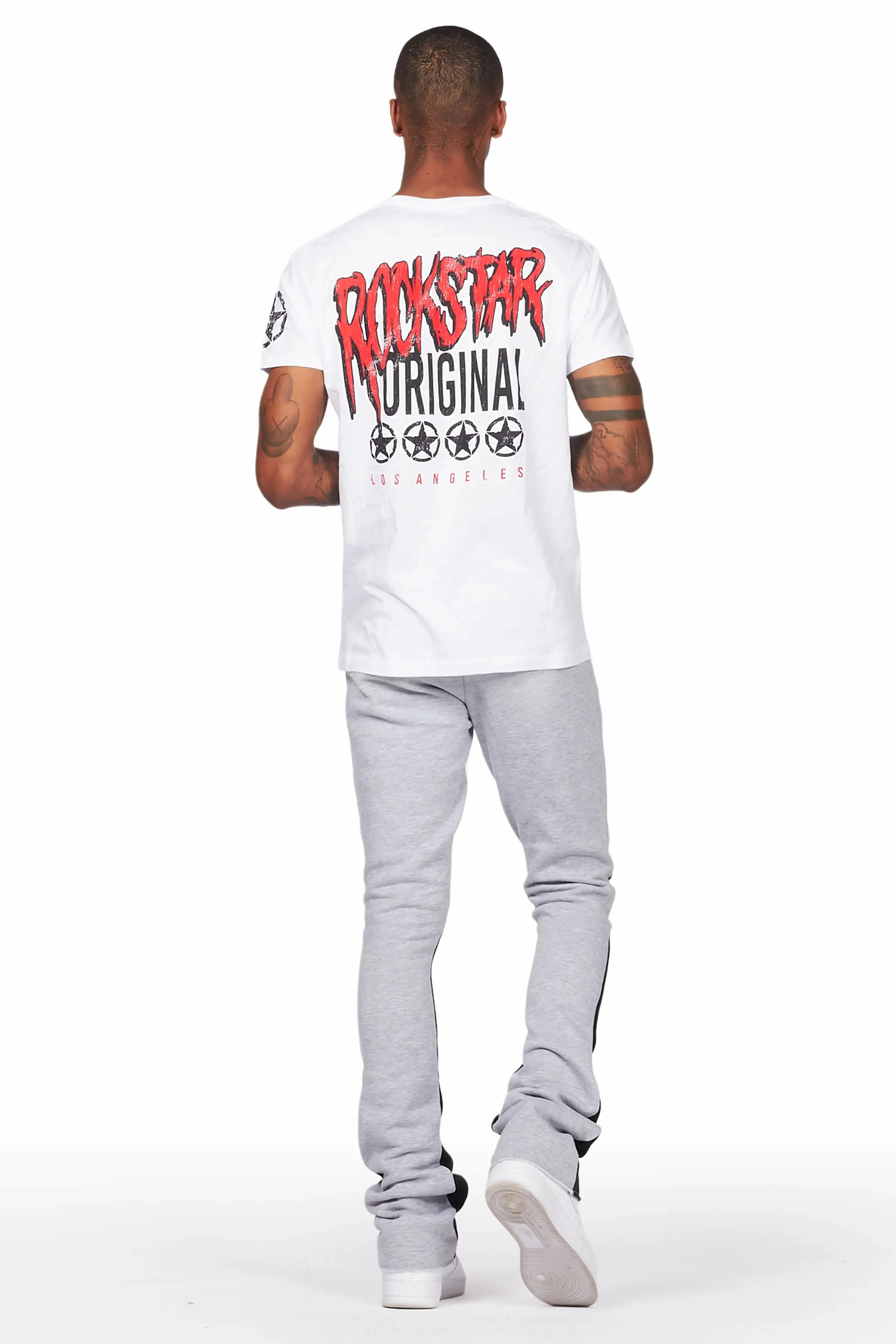 Wizzurd White/Grey T-Shirt/Stacked Flare Pant Set sold by Rockstar Original product image thumbnail 4