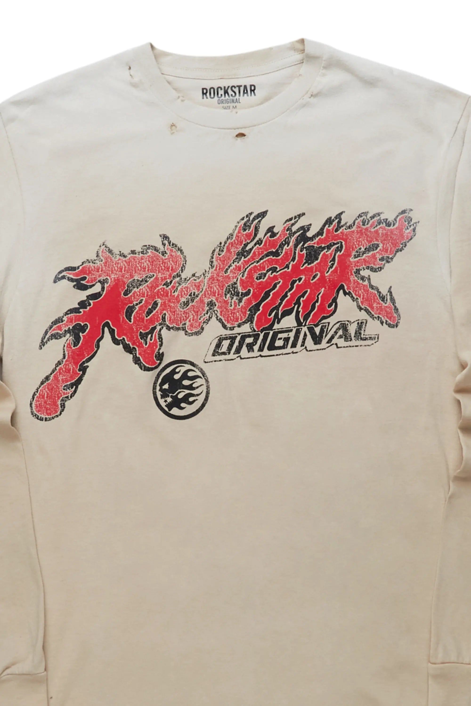 Yash Beige Long Sleeve Graphic T-Shirt sold by Rockstar Original product image thumbnail 2