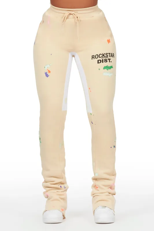 Karenthia Beige Stacked Track Pant sold by Rockstar Original