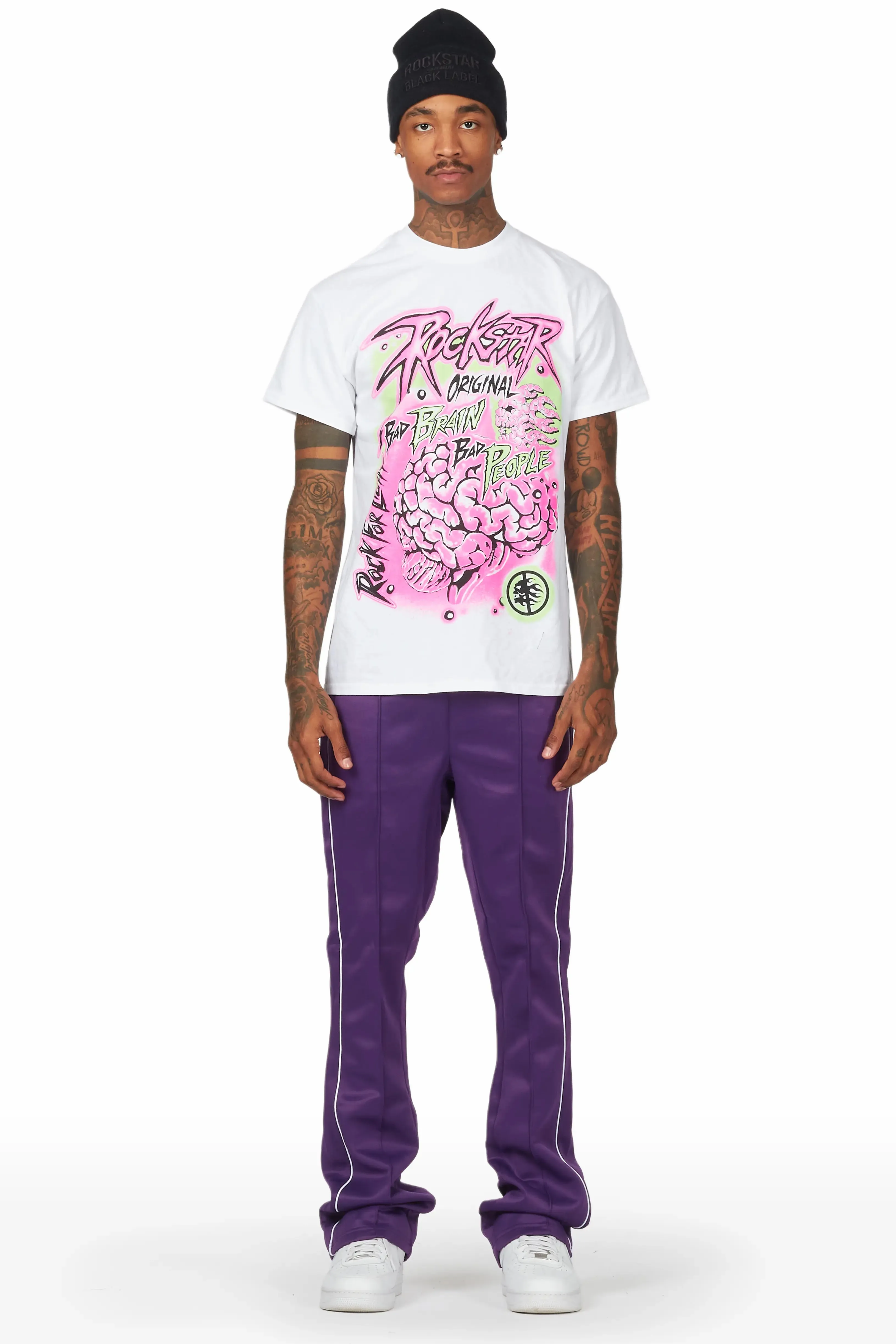 Braindead Purple/White T-Shirt/Stacked Track Set sold by Rockstar Original