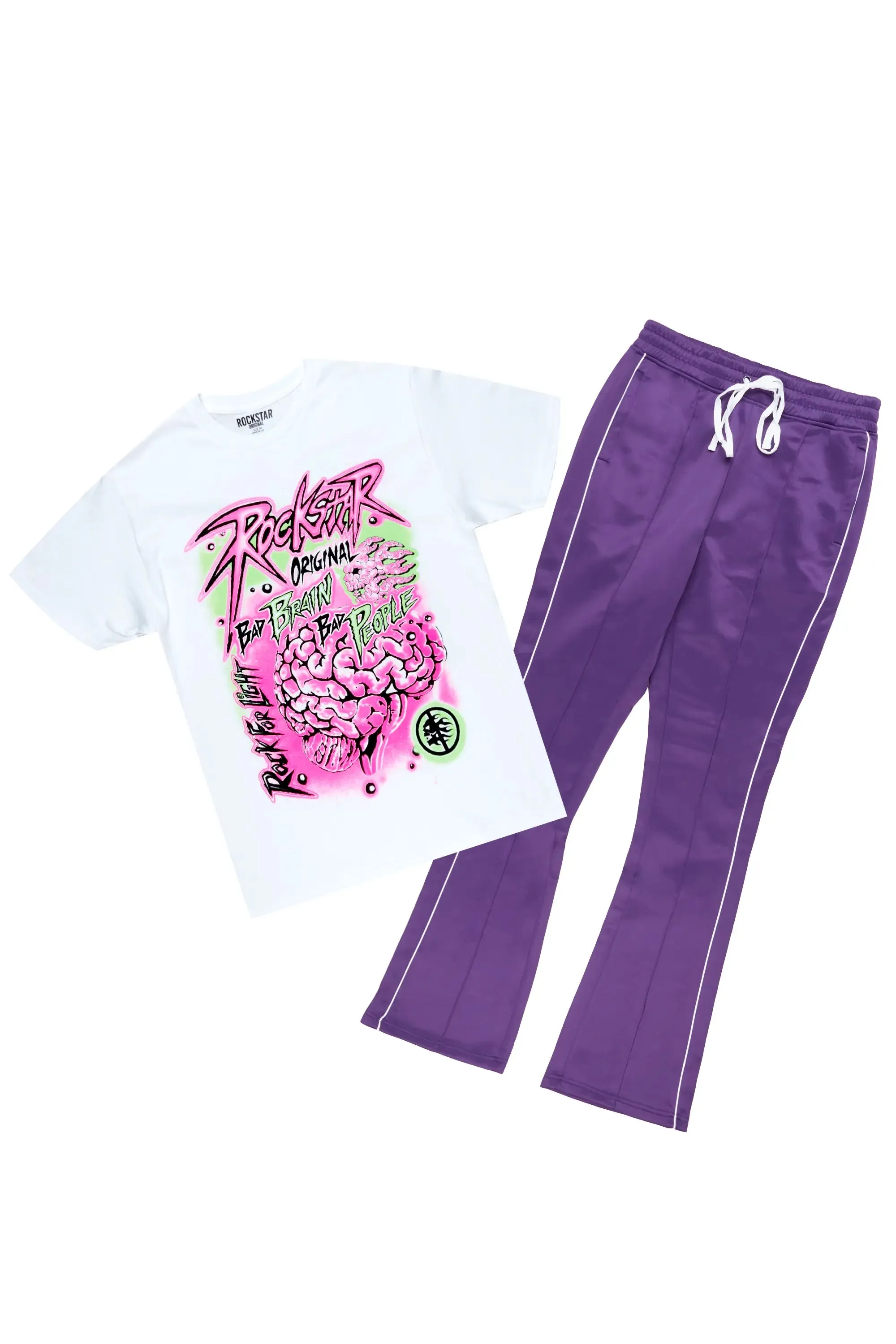 Braindead Purple/White T-Shirt/Stacked Track Set sold by Rockstar Original product image thumbnail 2