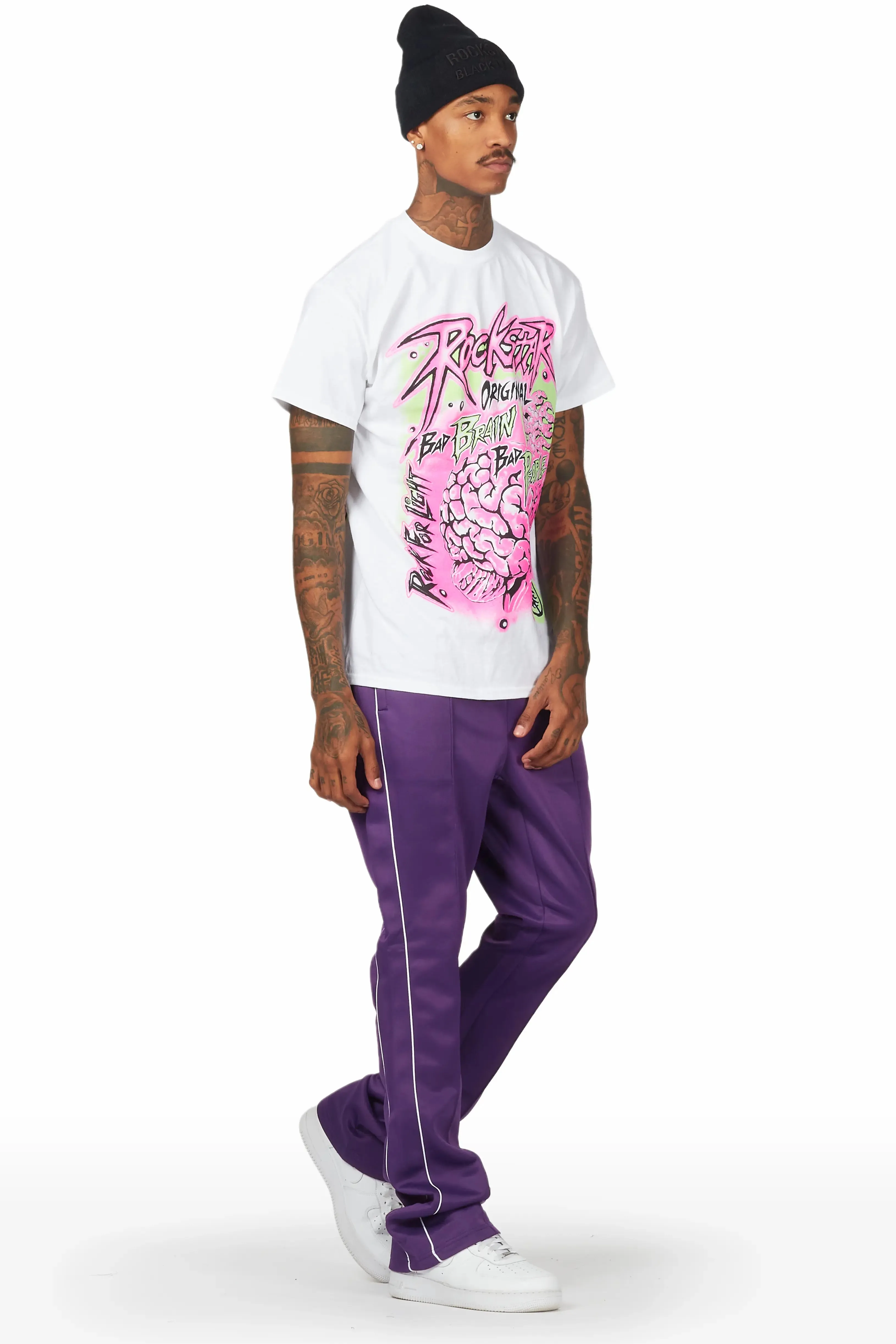Braindead Purple/White T-Shirt/Stacked Track Set sold by Rockstar Original product image thumbnail 3