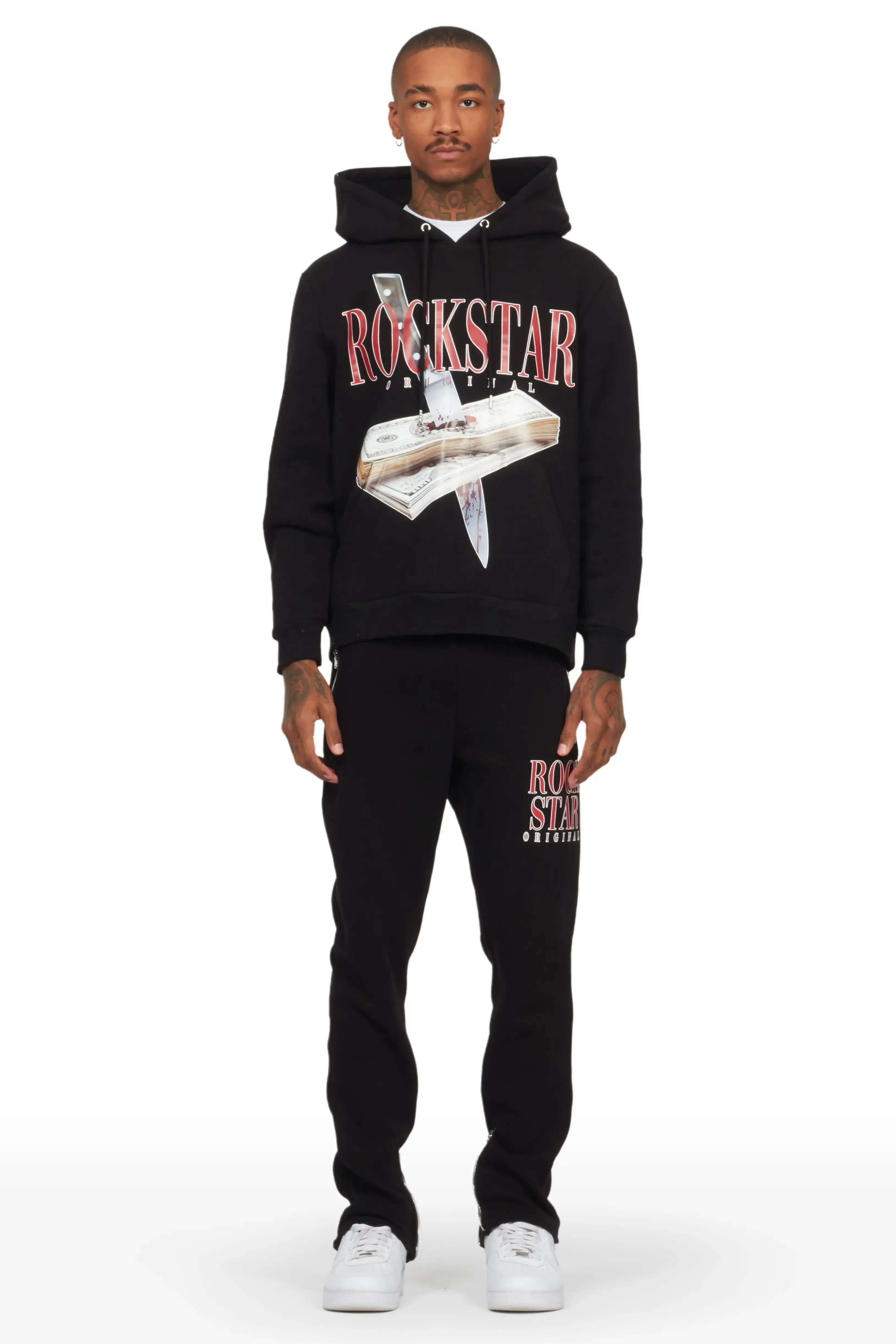 Dayte Nite Black Slim Fit Track Set sold by Rockstar Original