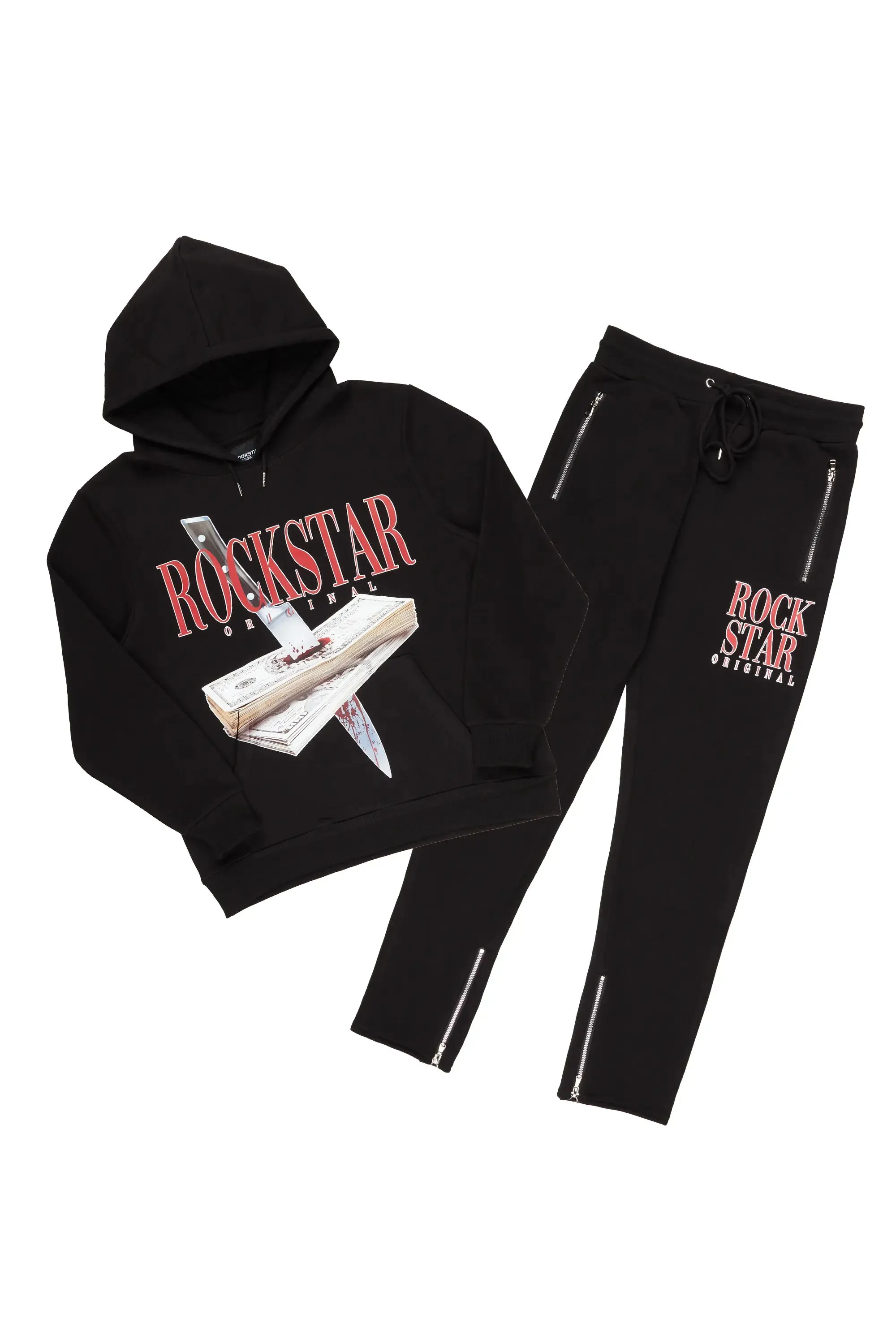 Dayte Nite Black Slim Fit Track Set sold by Rockstar Original product image thumbnail 2