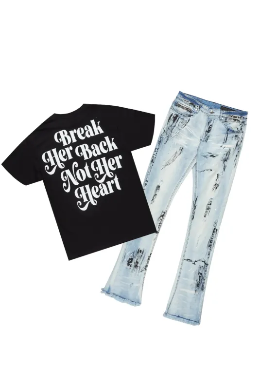 Diamo Black T-Shirt/Stacked Flare Jean Set sold by Rockstar Original