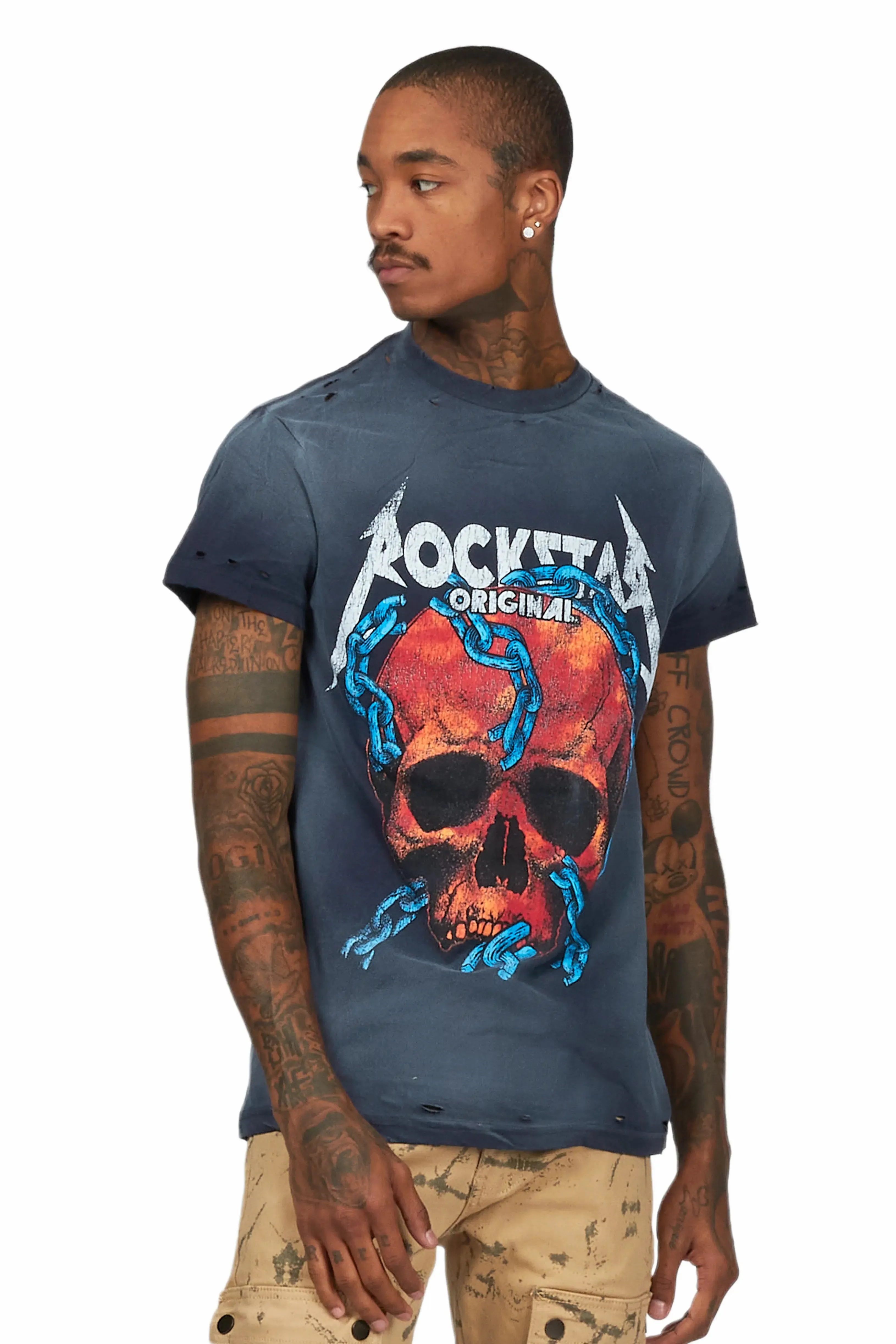 Clester Navy Graphic T-Shirt sold by Rockstar Original