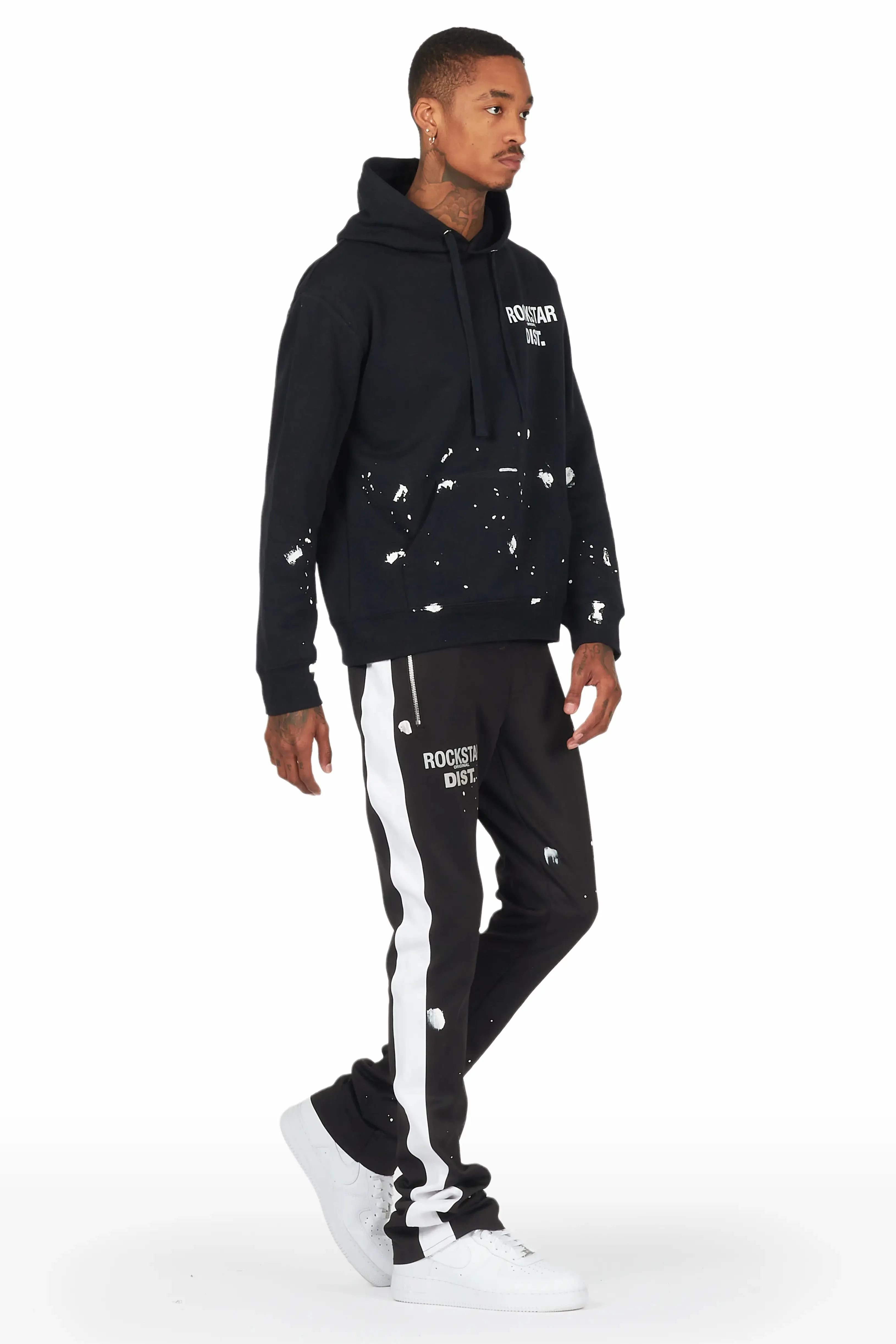 Raffer Black Hoodie/Track Pant Stacked Flare Track Set sold by Rockstar Original product image thumbnail 2