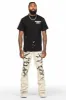 Kaito Beige Painter Stacked Flare Jean sold by Rockstar Original