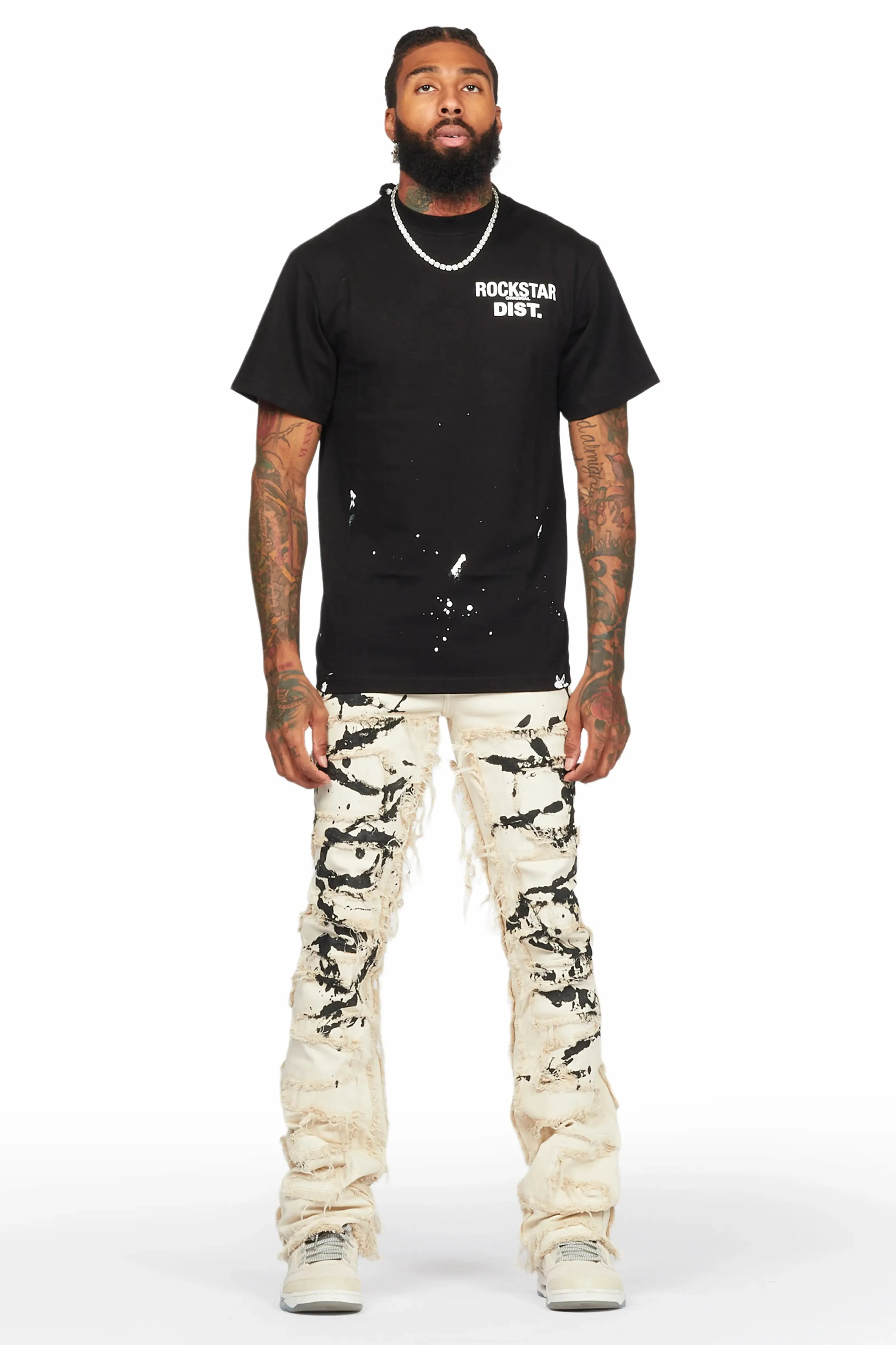 Kaito Beige Painter Stacked Flare Jean sold by Rockstar Original product image thumbnail 3