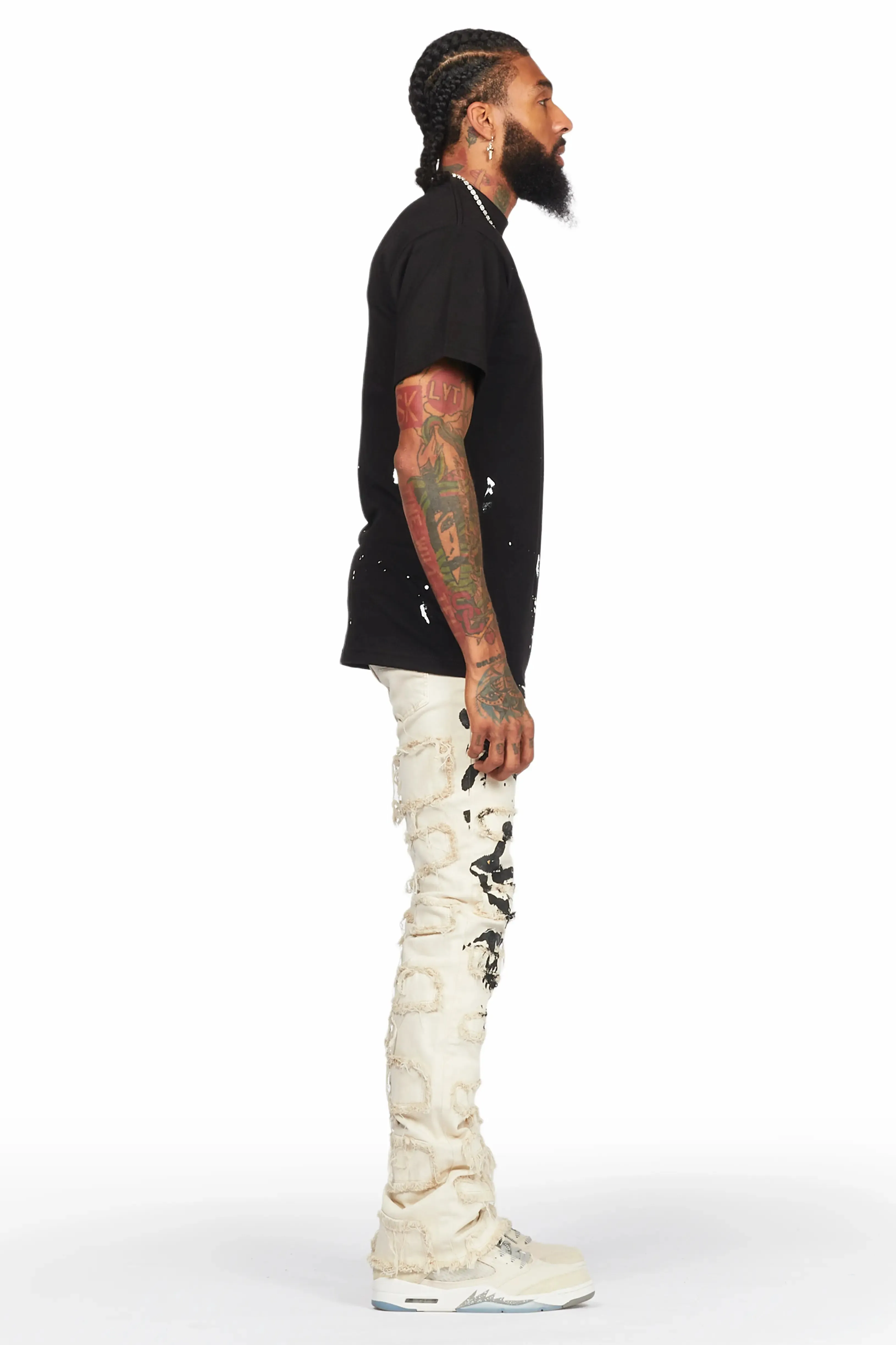 Kaito Beige Painter Stacked Flare Jean sold by Rockstar Original product image thumbnail 4