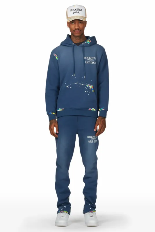 Rockstar Art Dist. Navy Hoodie Slim Fit Pant Set made by Rockstar Original