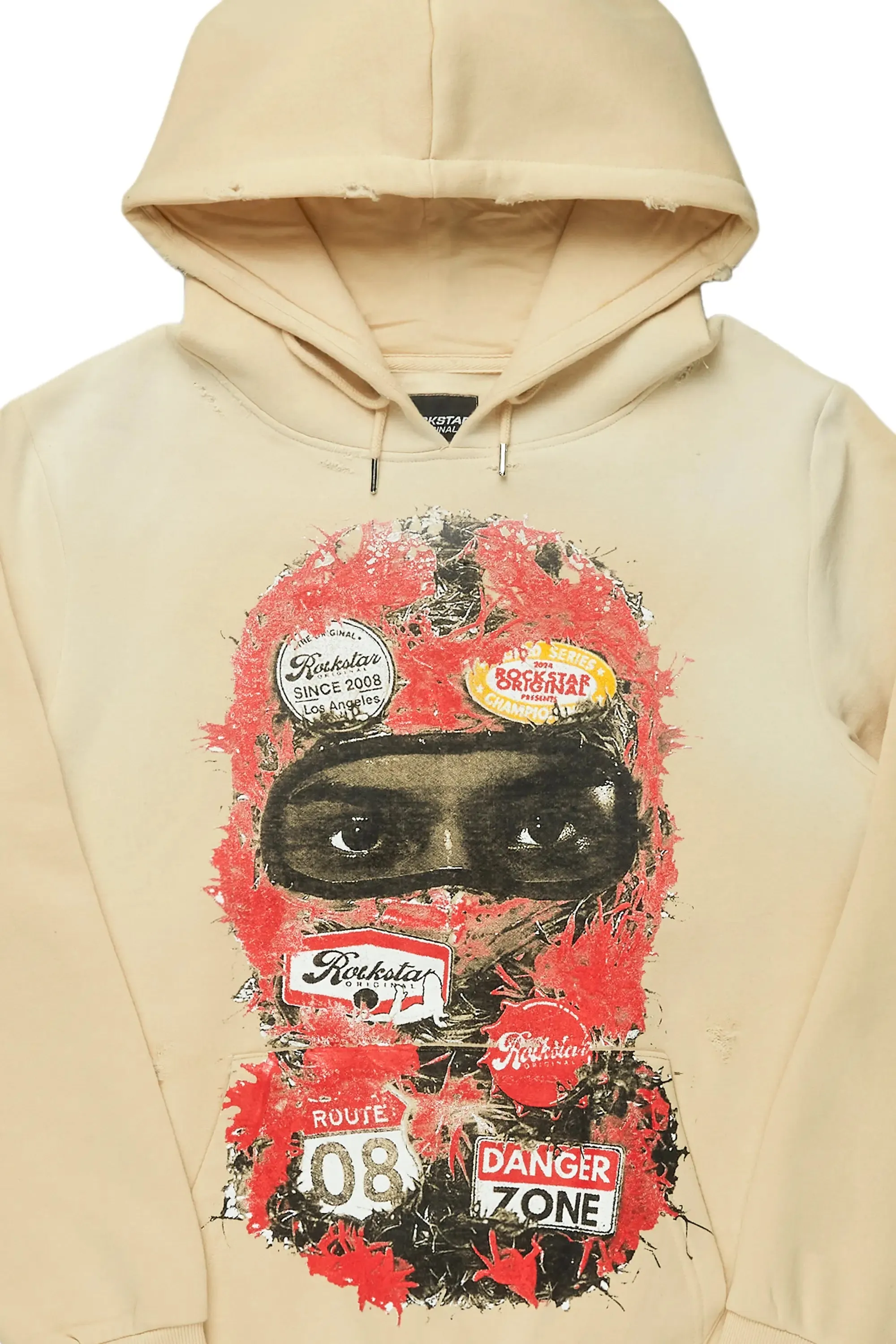 Lemar Beige Distressed Graphic Hoodie sold by Rockstar Original product image thumbnail 5
