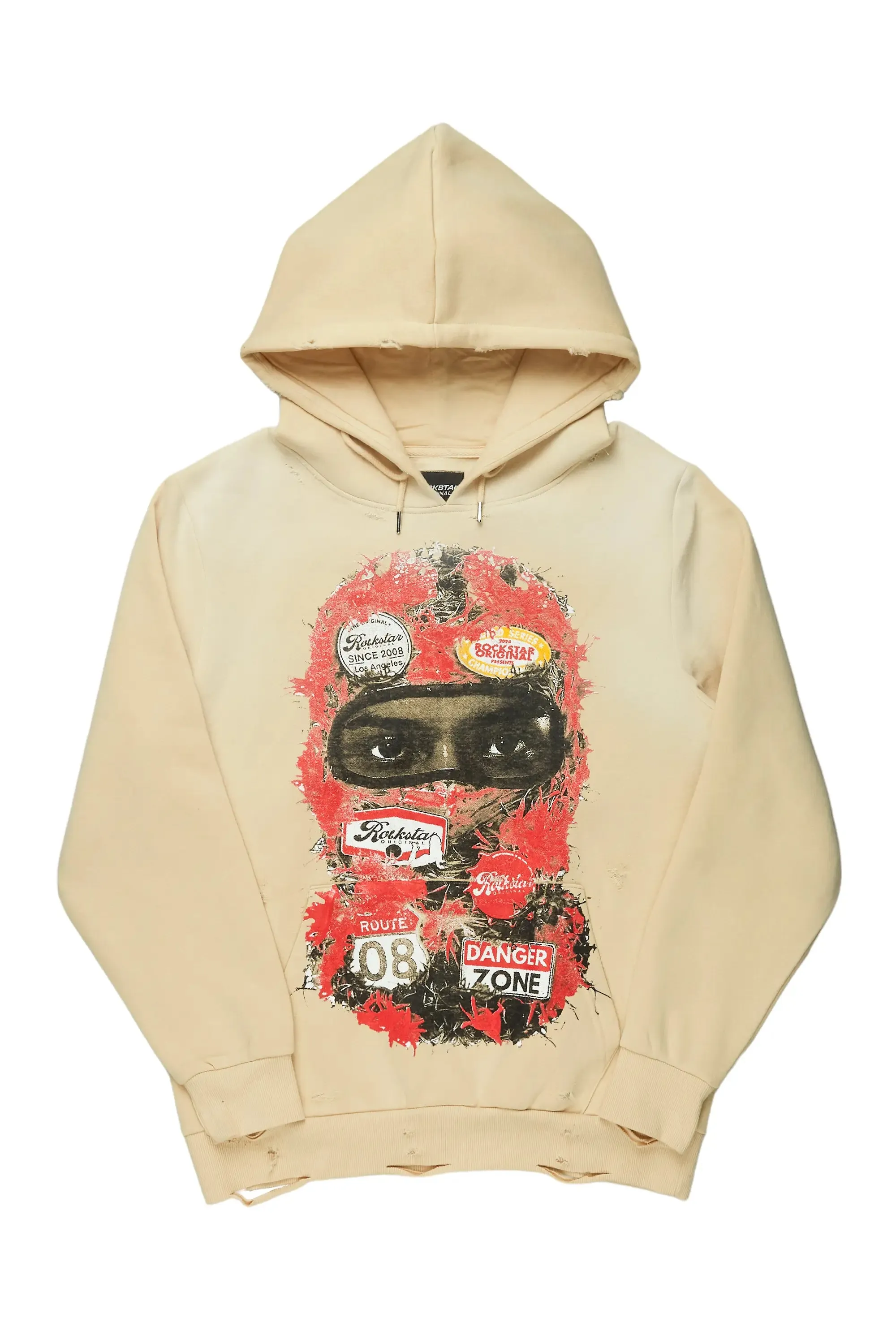 Lemar Beige Distressed Graphic Hoodie sold by Rockstar Original