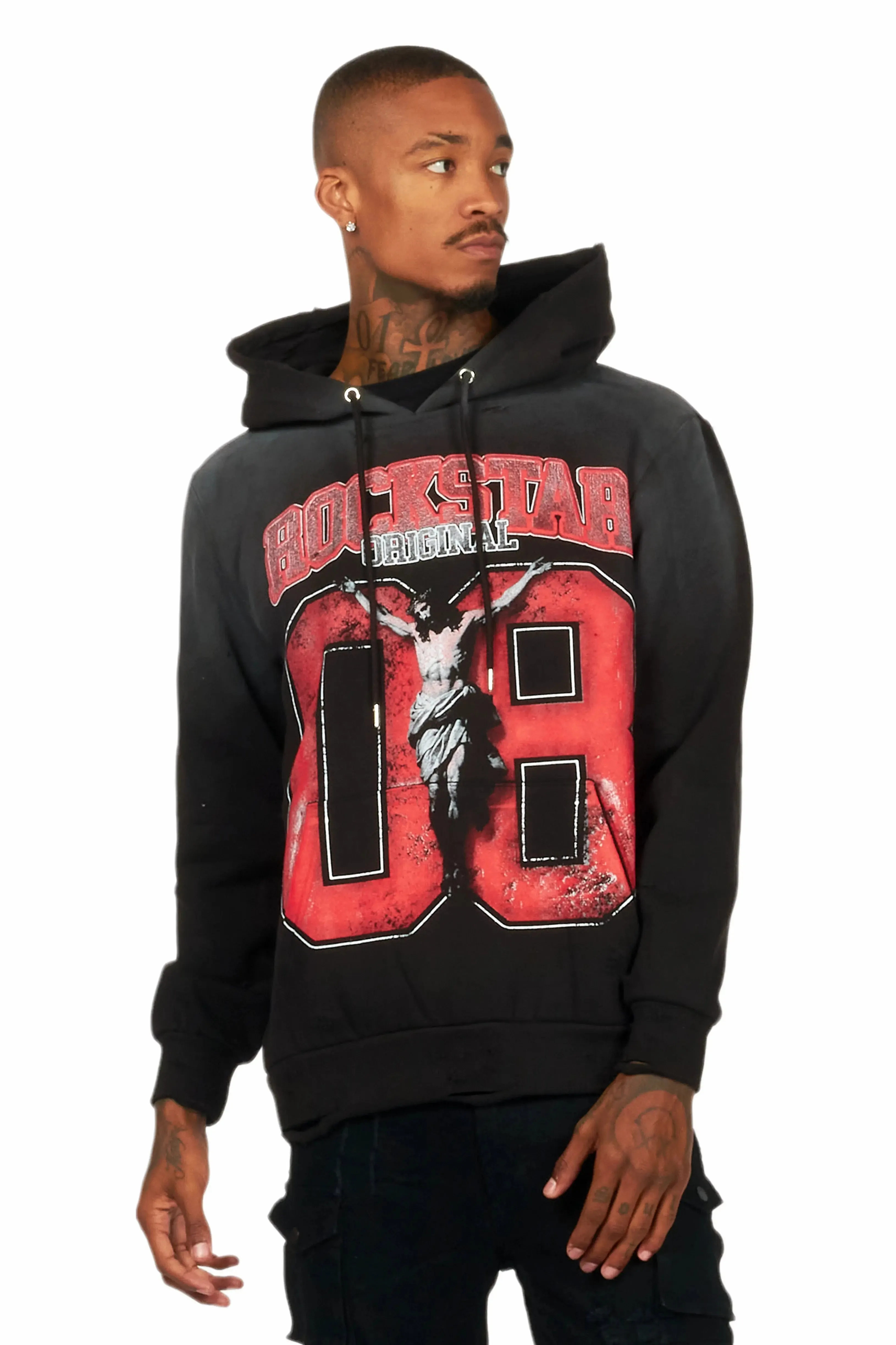 Fields Black/Red Distressed Graphic Hoodie sold by Rockstar Original product image thumbnail 2
