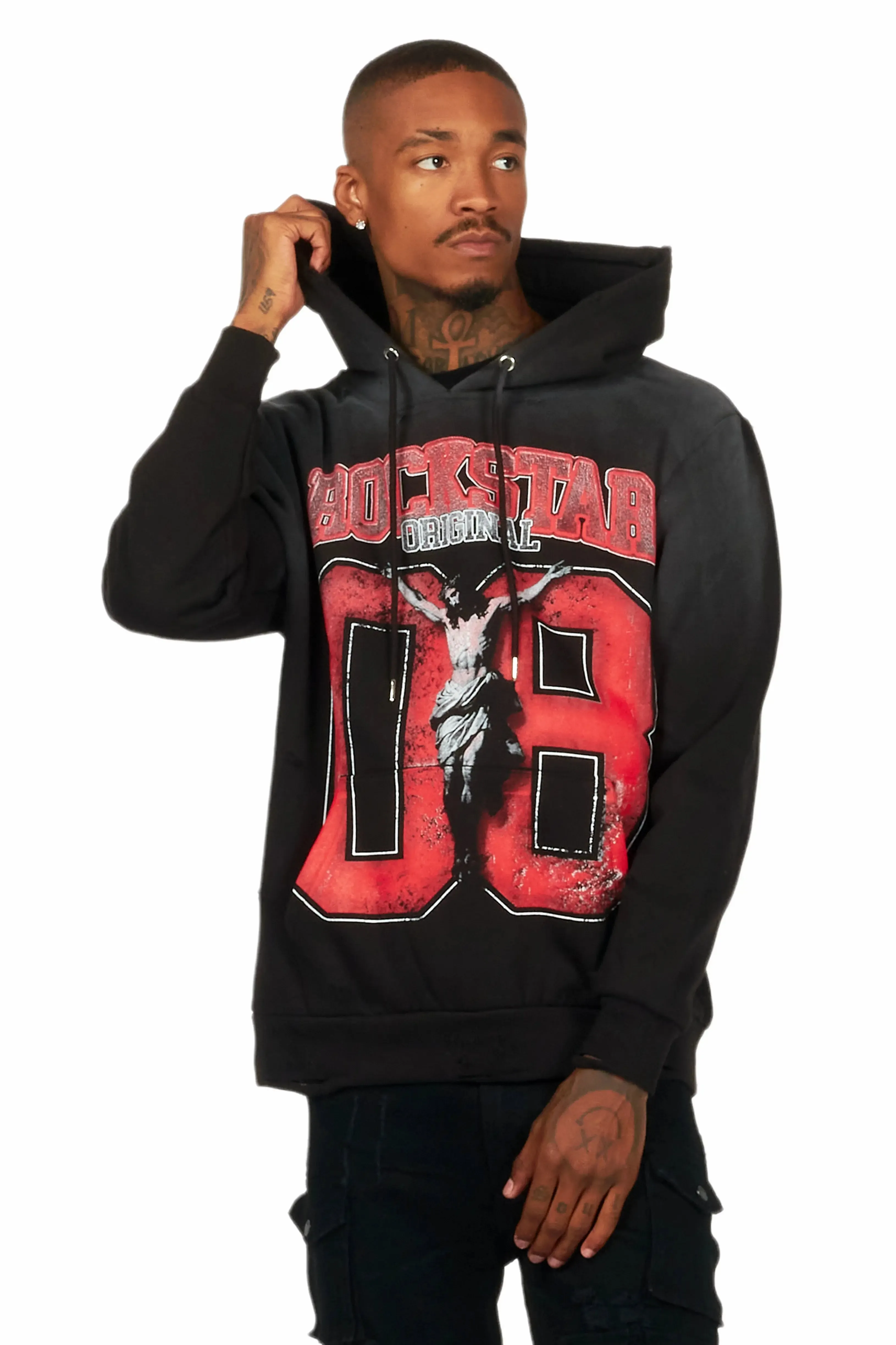 Fields Black/Red Distressed Graphic Hoodie sold by Rockstar Original product image thumbnail 3