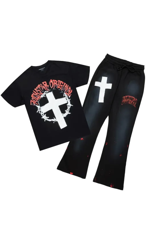 Hasim Black T-Shirt/Stacked Flare Track Set sold by Rockstar Original