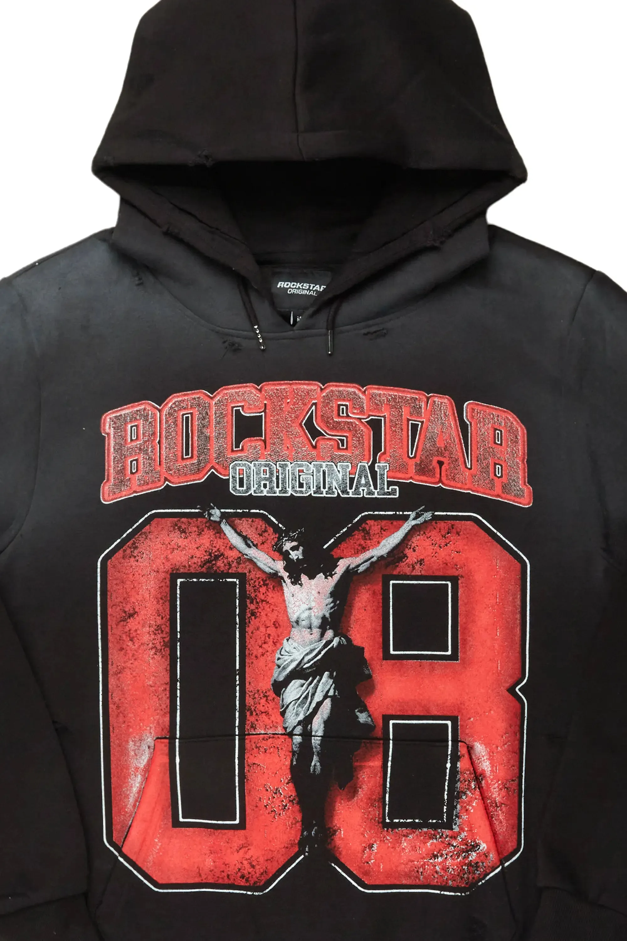 Fields Black/Red Distressed Graphic Hoodie sold by Rockstar Original product image thumbnail 5