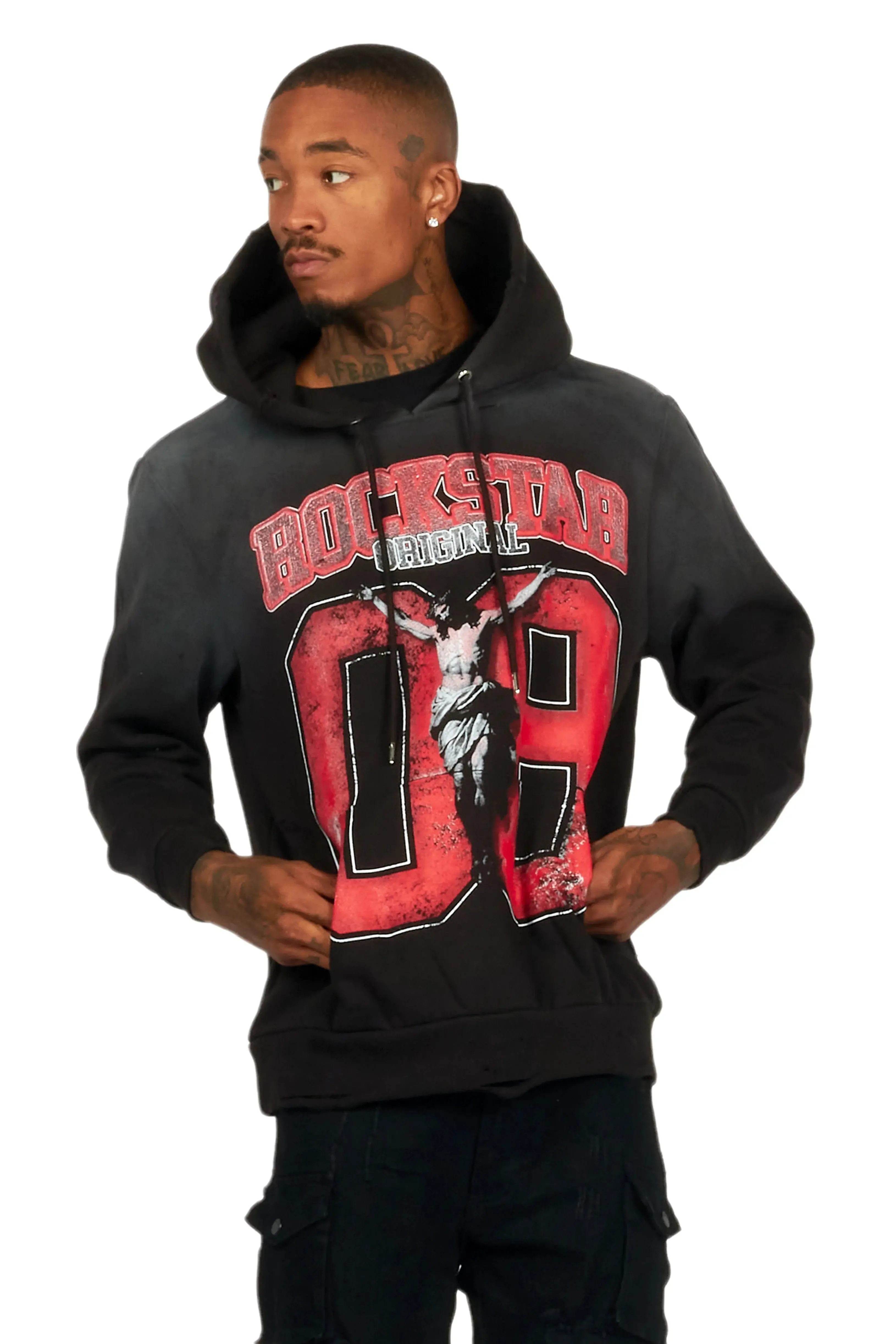 Fields Black/Red Distressed Graphic Hoodie sold by Rockstar Original product image thumbnail 4