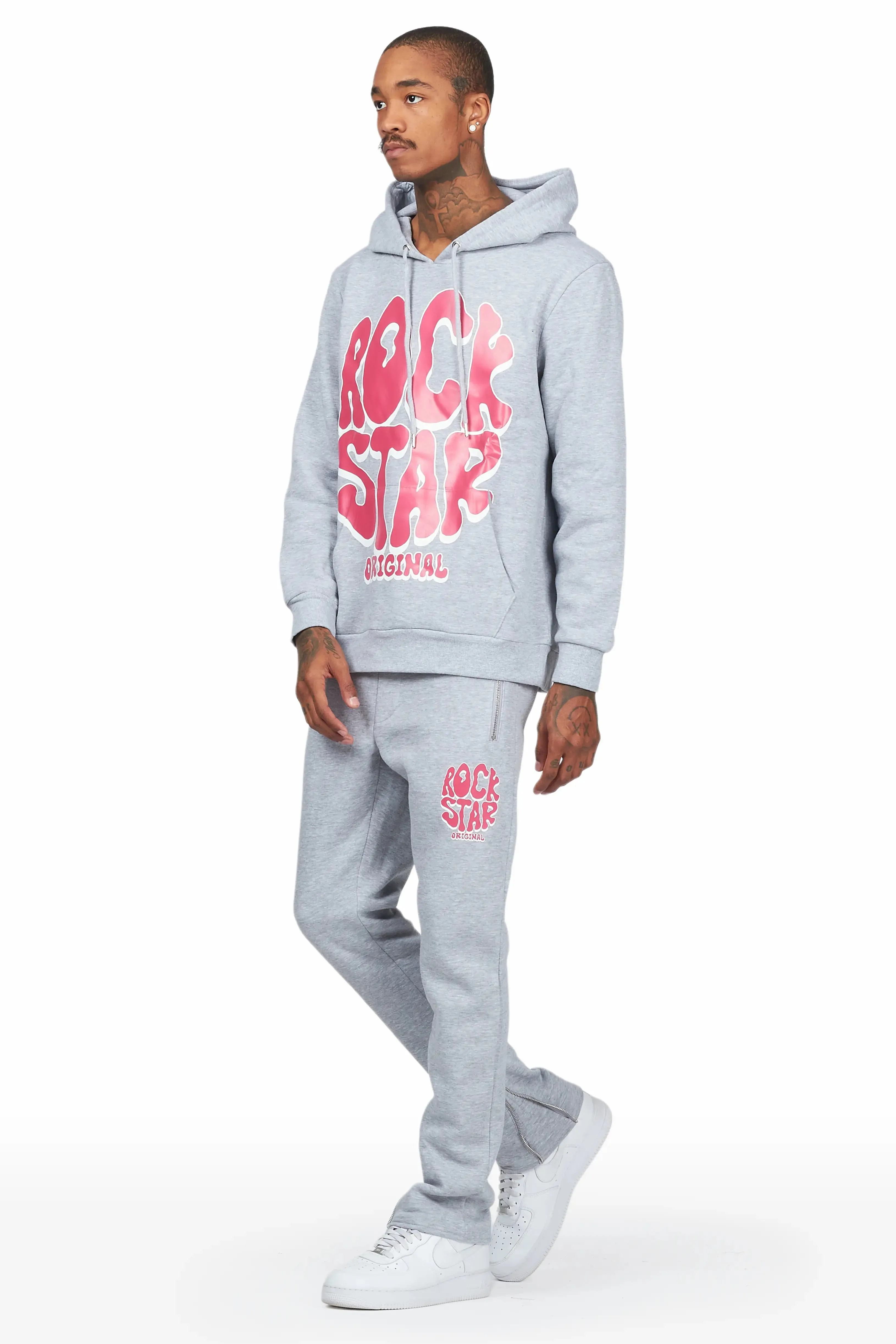 Warblen Grey/Pink Slim Fit Track Set sold by Rockstar Original product image thumbnail 3
