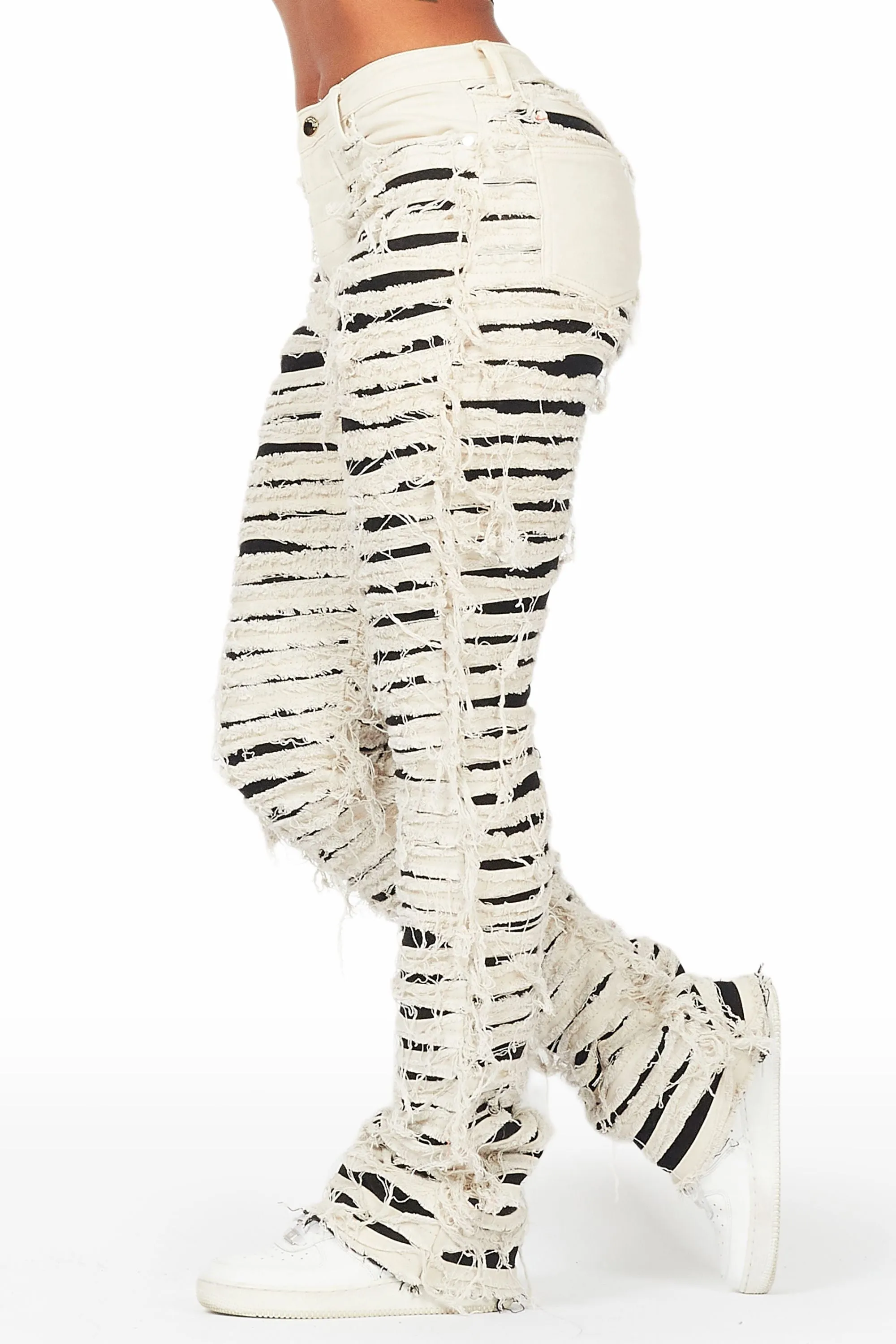 Melany Beige/Black Stacked Flared Jean sold by Rockstar Original product image thumbnail 2