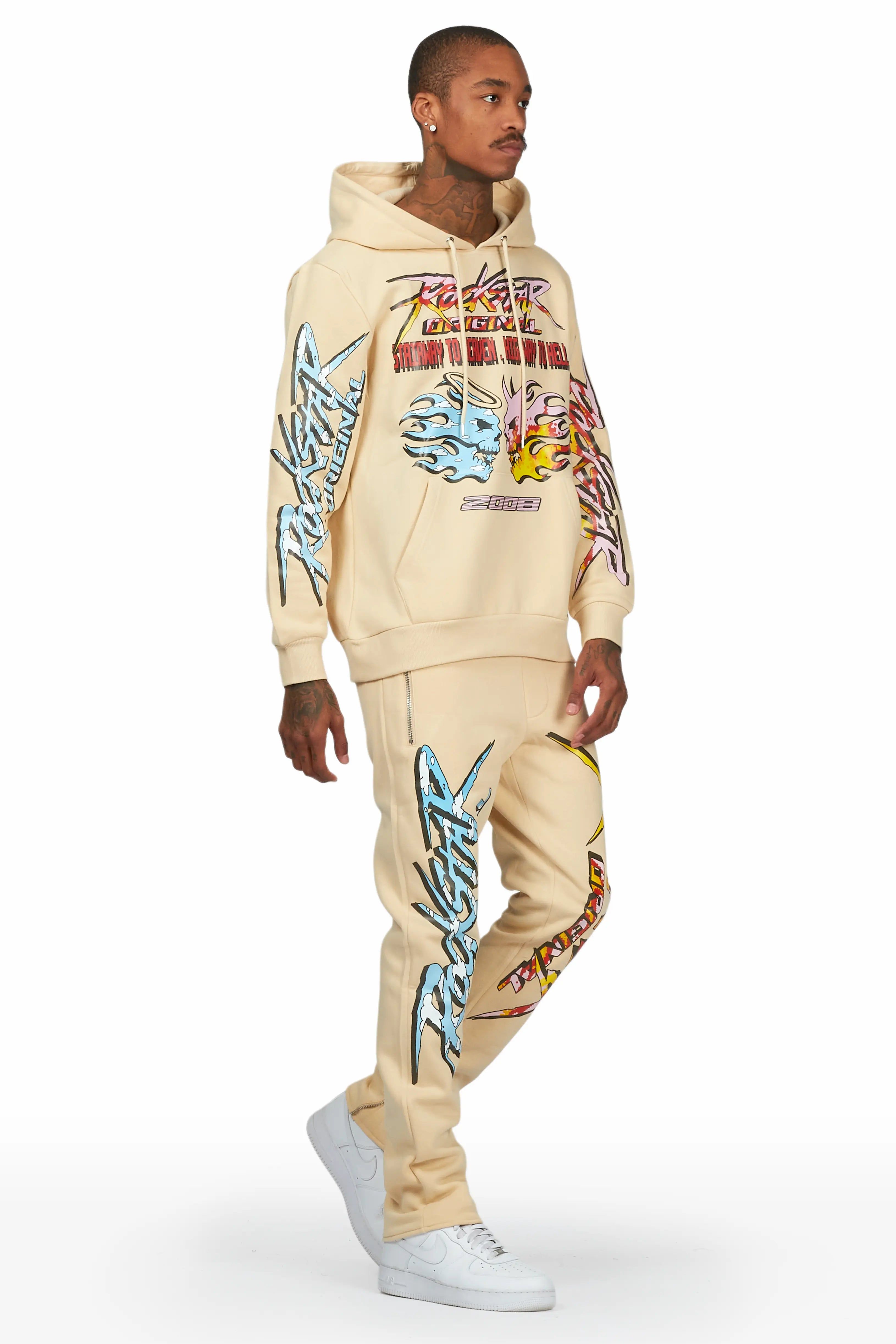 Sky Beige Slim Fit Track Set sold by Rockstar Original product image thumbnail 3