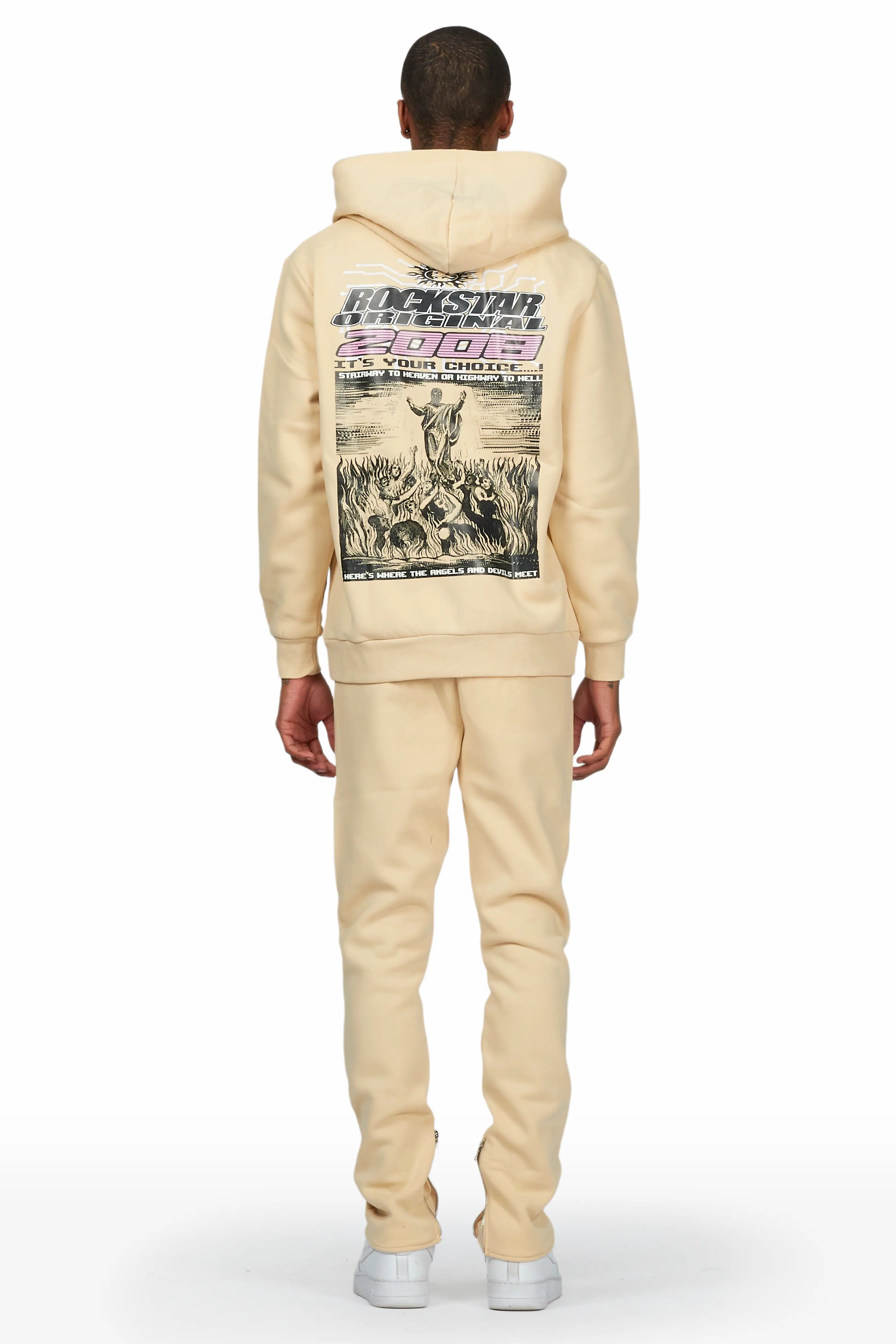 Sky Beige Slim Fit Track Set sold by Rockstar Original product image thumbnail 4