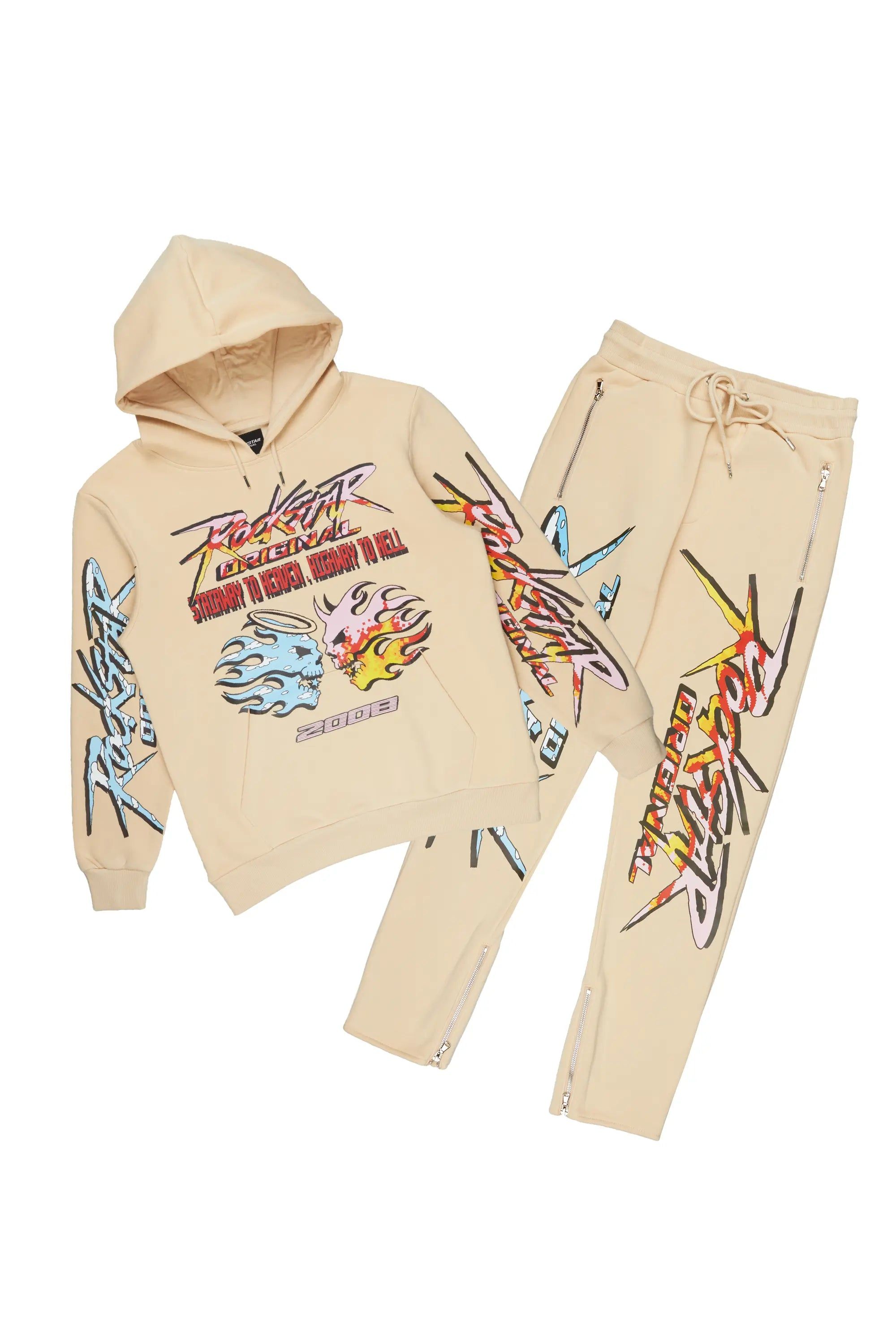 Sky Beige Slim Fit Track Set sold by Rockstar Original product image thumbnail 2