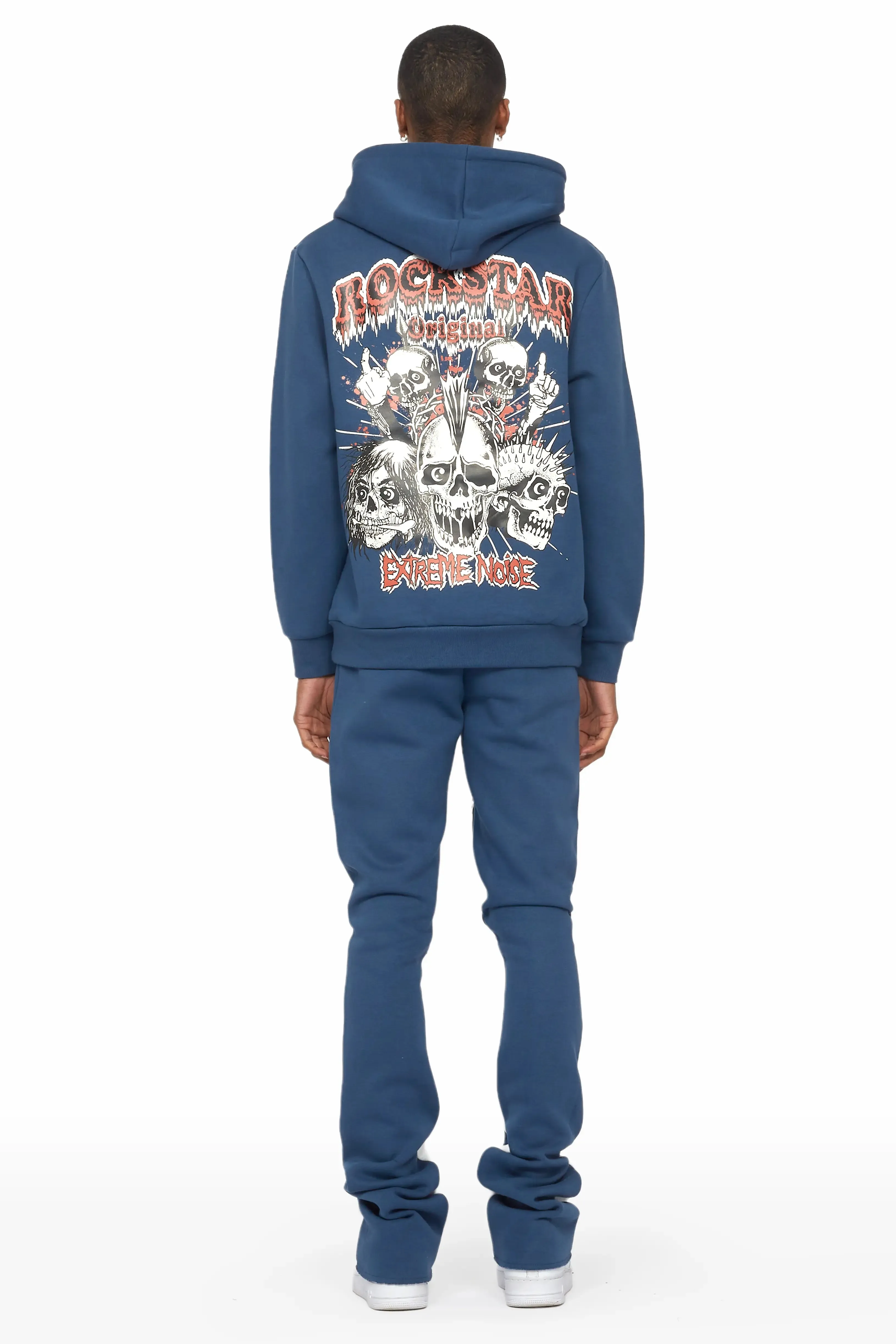 Tabor Navy Graphic Hoodie/Stacked Flare Pant Track Set sold by Rockstar Original product image thumbnail 3