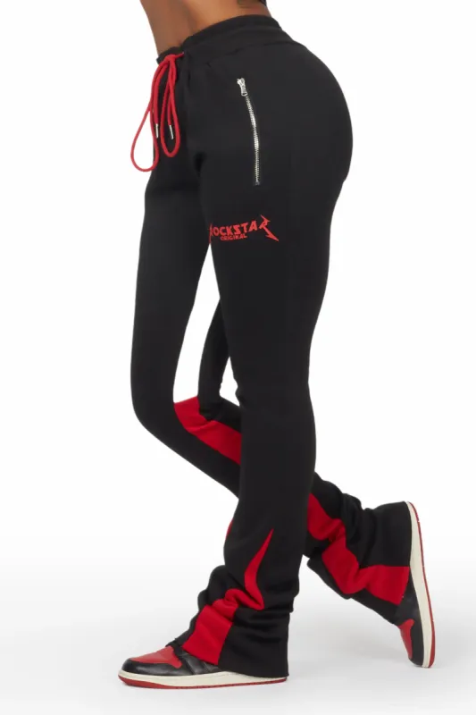 Emery Black Stacked Flare Track Pant sold by Rockstar Original