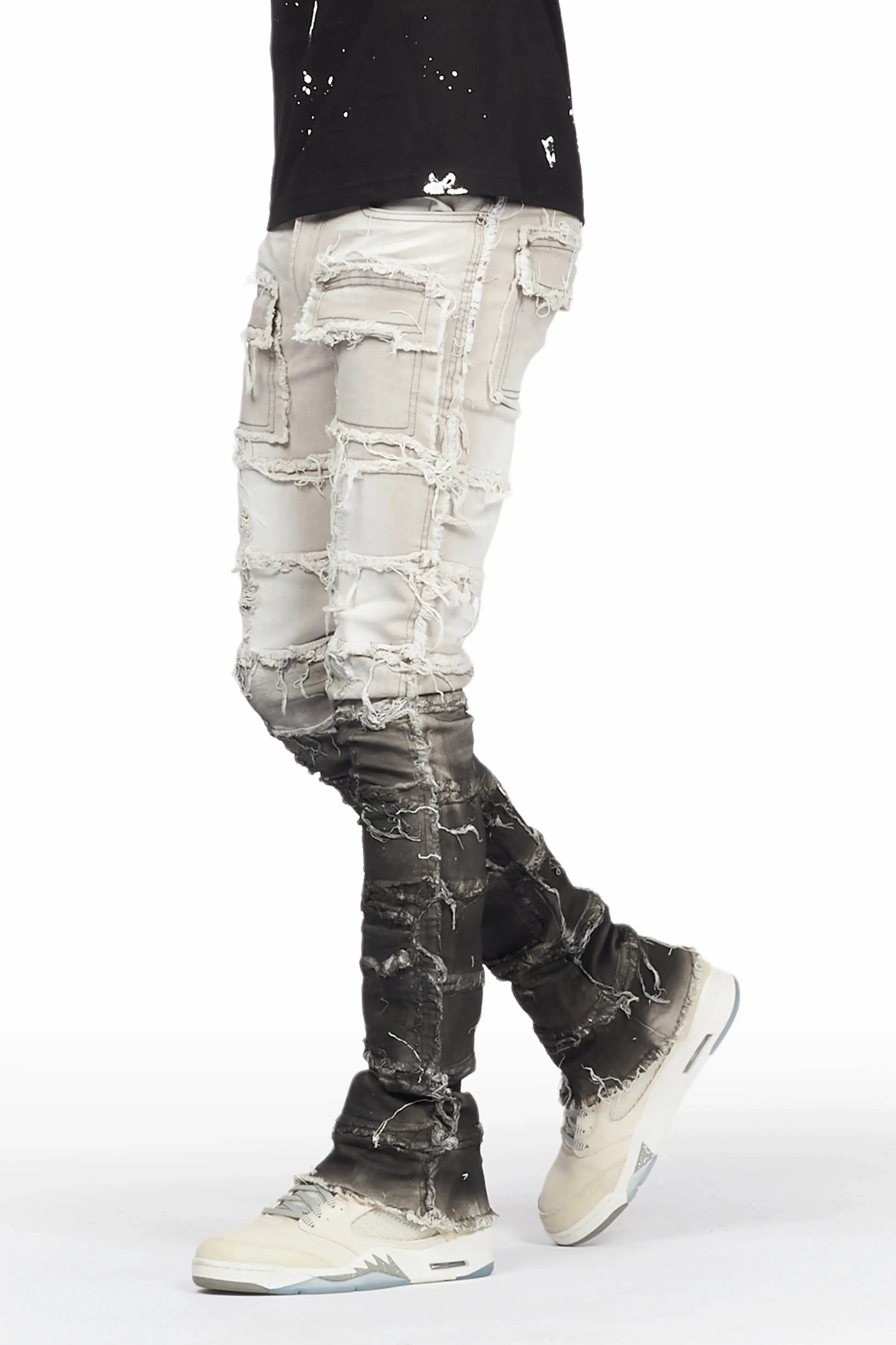 Mads Grey Painter Stacked Flare Jean sold by Rockstar Original