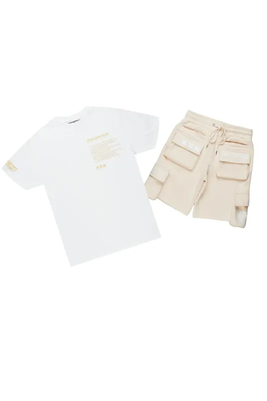 Jash White/Beige Short Set sold by Rockstar Original