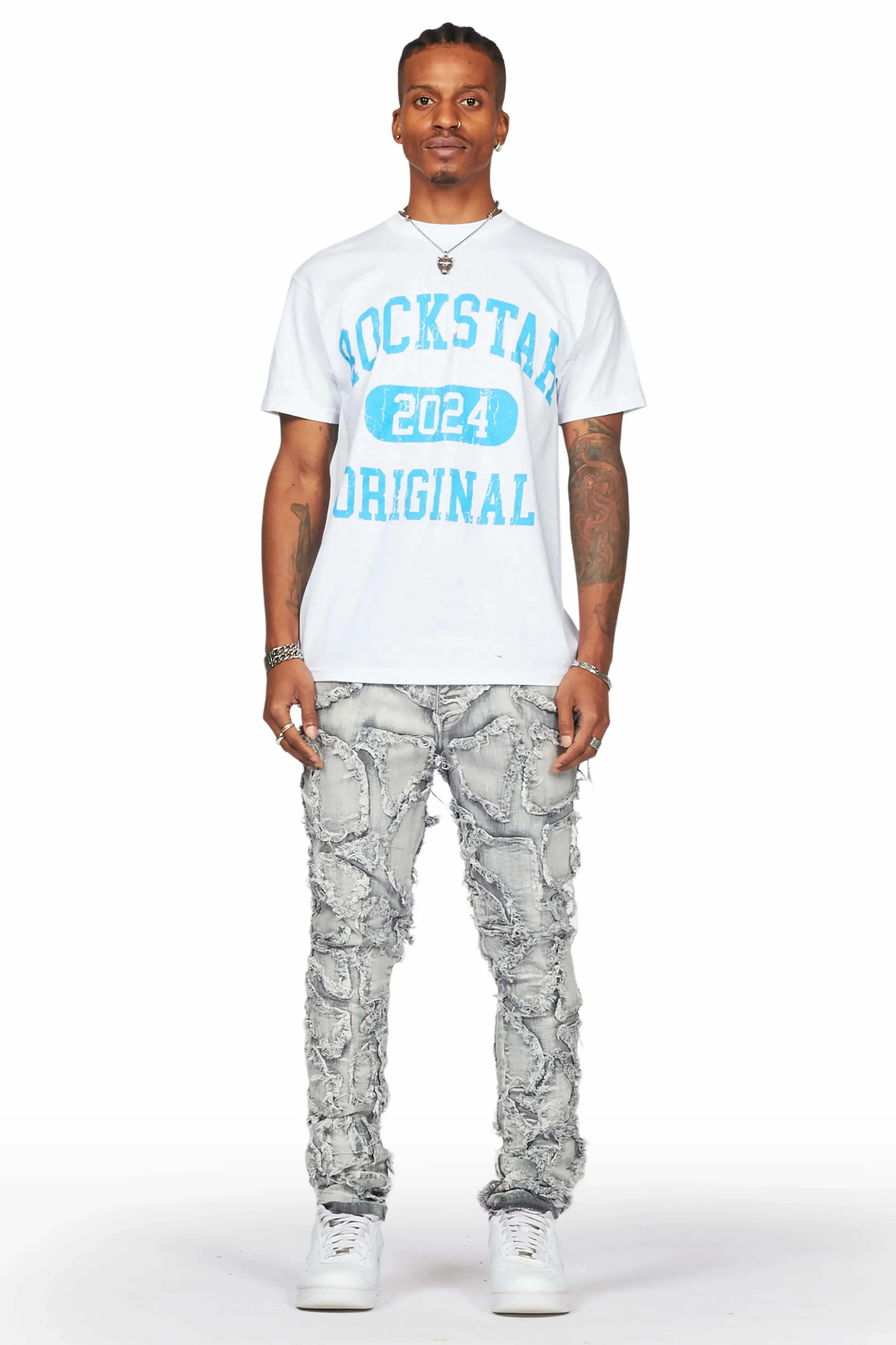 Hakim Grey Patchwork Skinny Fit Jean sold by Rockstar Original product image thumbnail 3