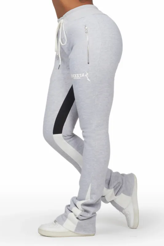 Emery Heather Grey Stacked Flare Track Pant sold by Rockstar Original